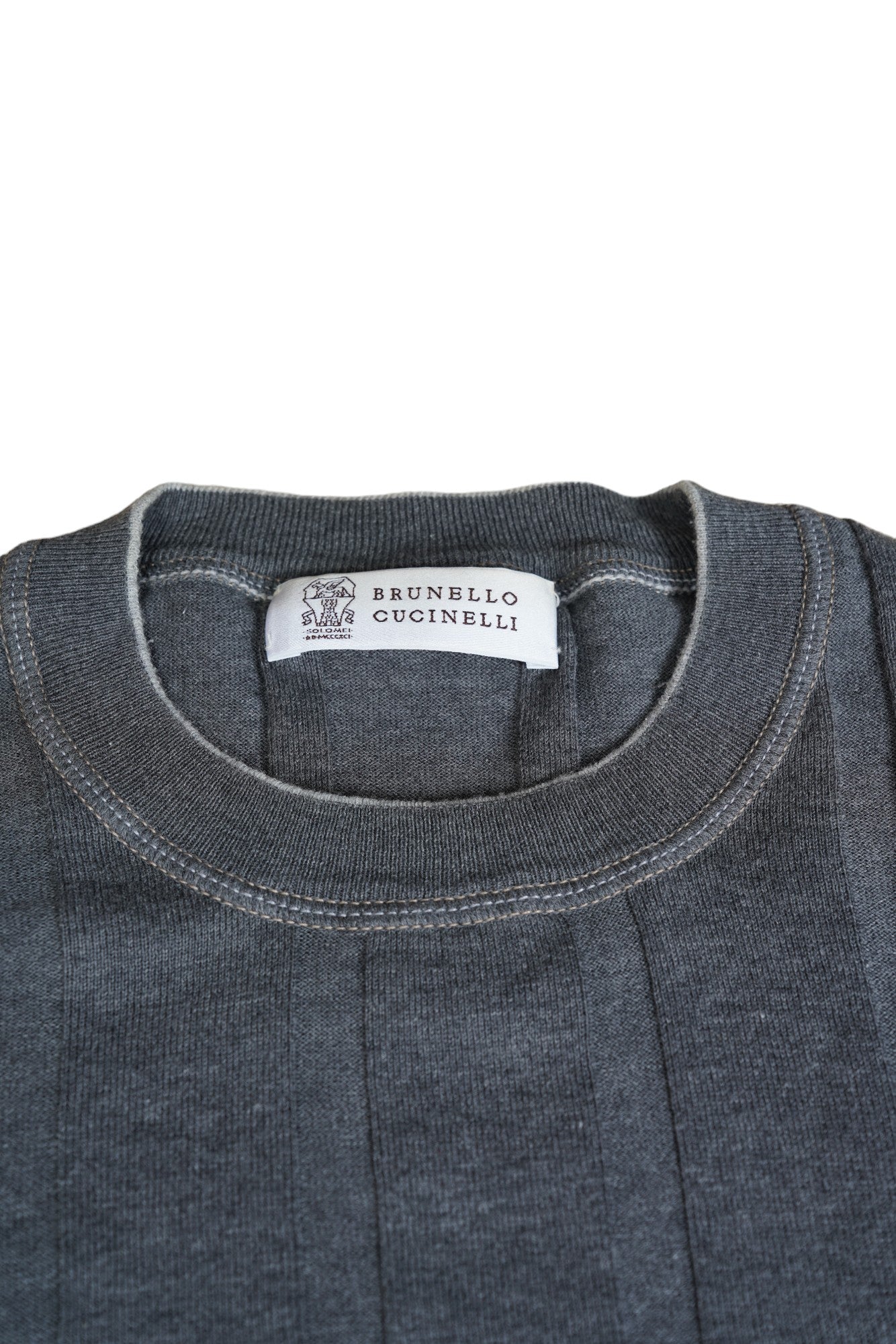 Brunello Cucinelli T-Shirt Baumwolle Ripstrick grau