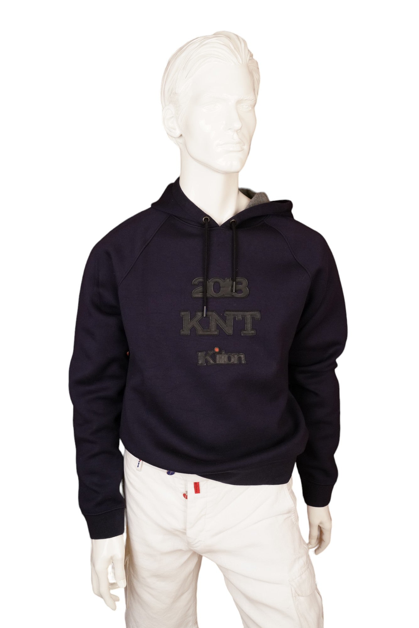 Kiton KNT Kapuzensweatshirt Pullover mit Lederdetails