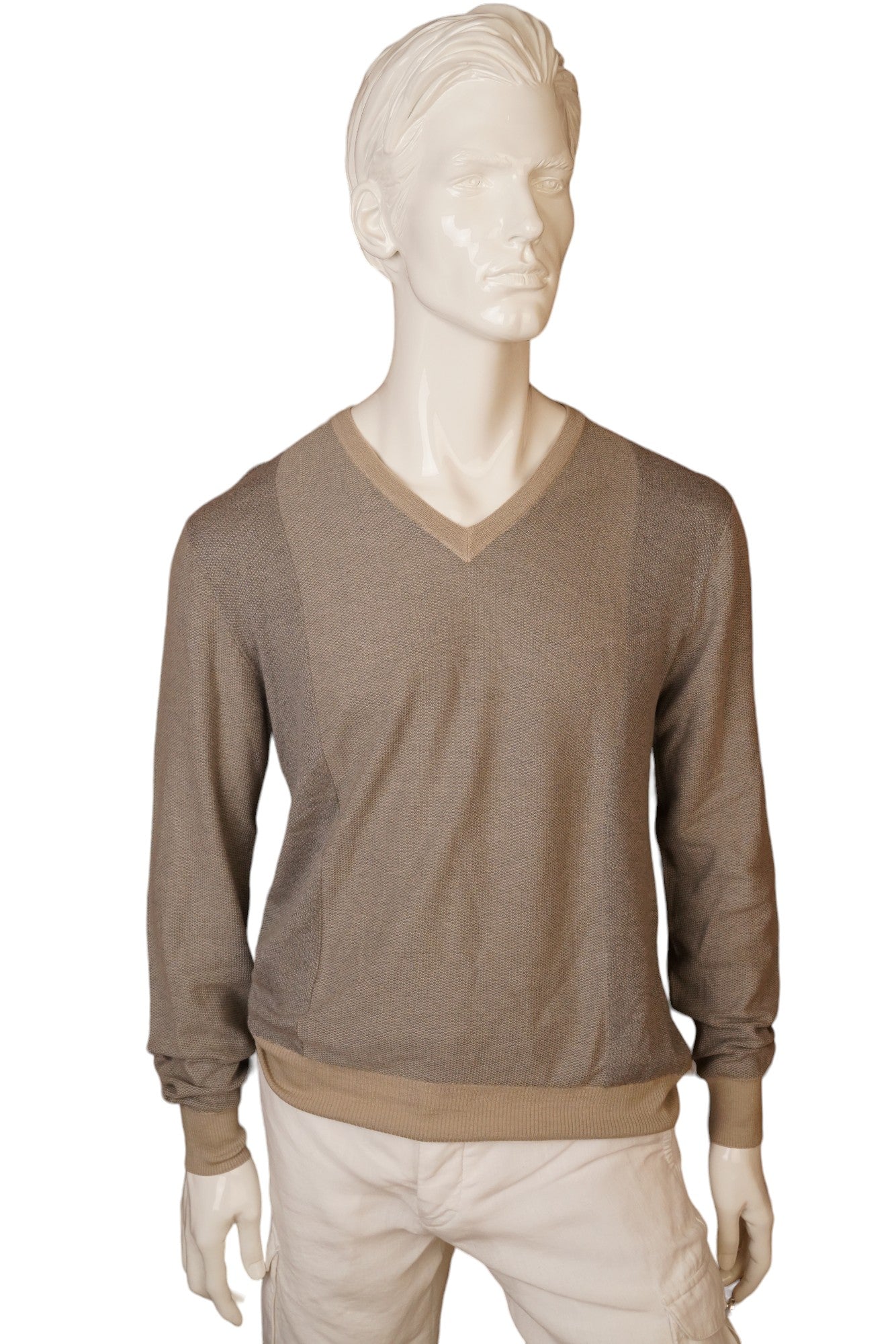 Brioni Pull V-Neck Sweater Pullover Baumwolle/Kaschmir/Seide