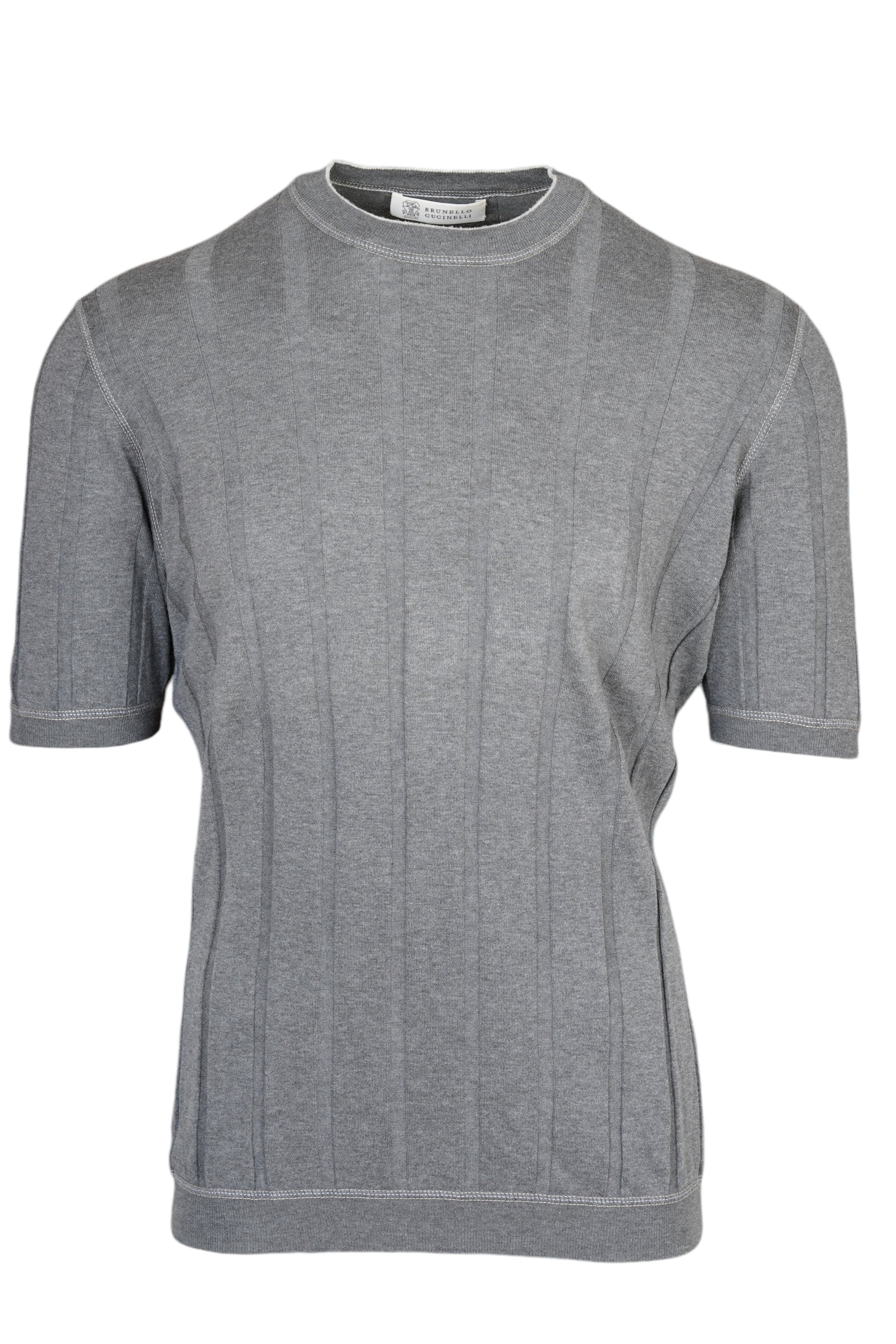 Brunello Cucinelli T-Shirt Baumwolle Ripstrick grau