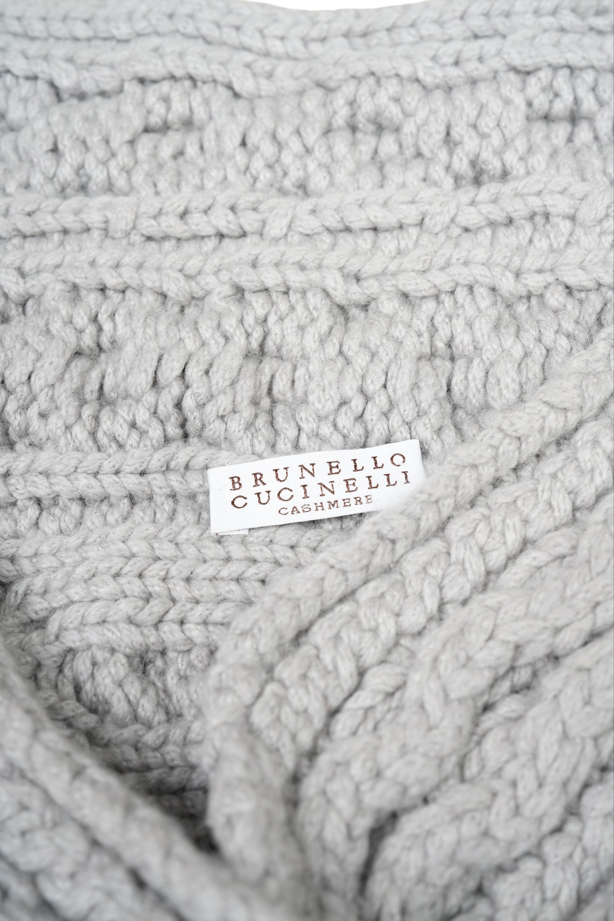 Brunello Cucinelli Twisted Cables-Pullover Stricktop aus Federkaschmir grau