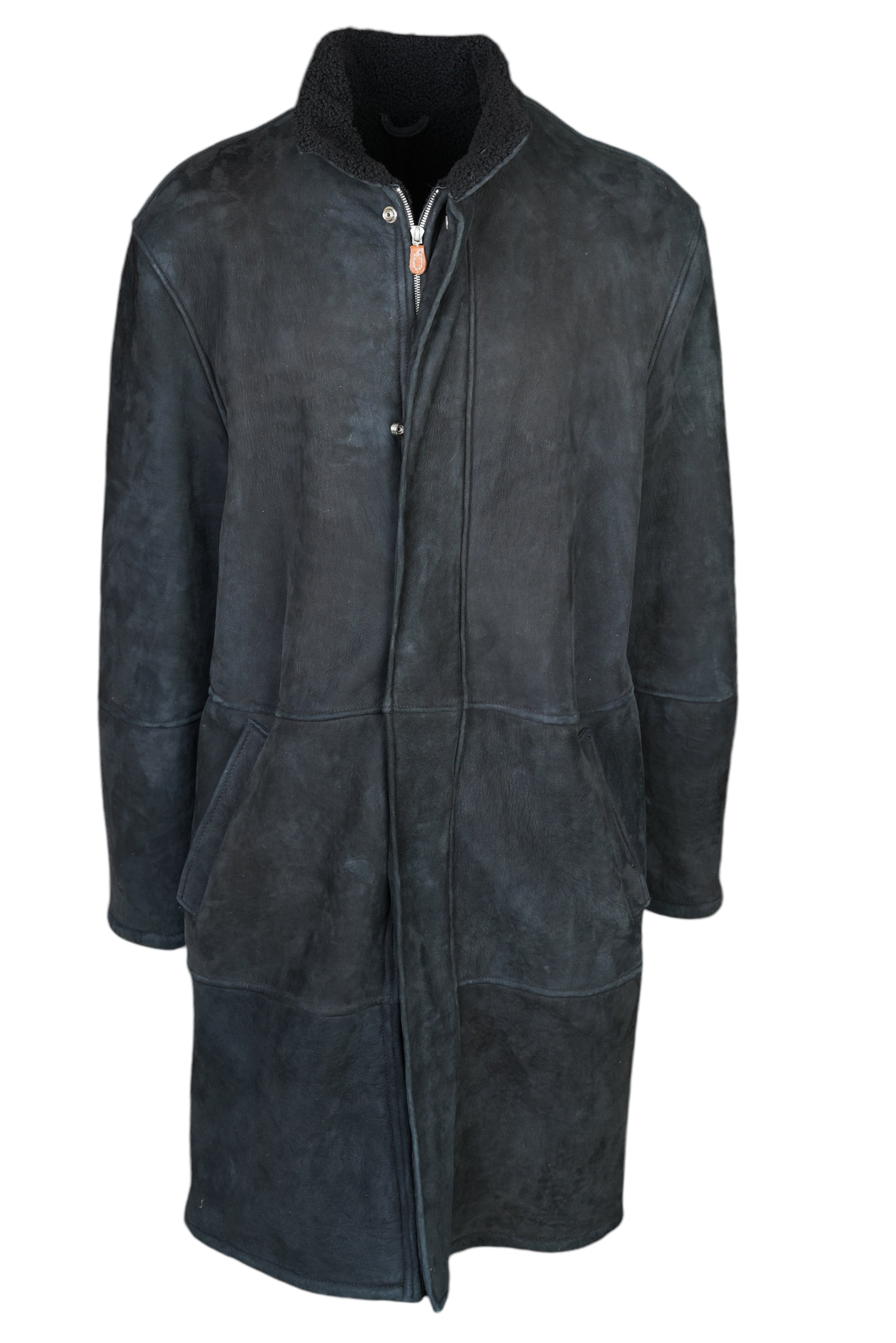 Kiton manteau cuir long 54 shearling doublé hommes