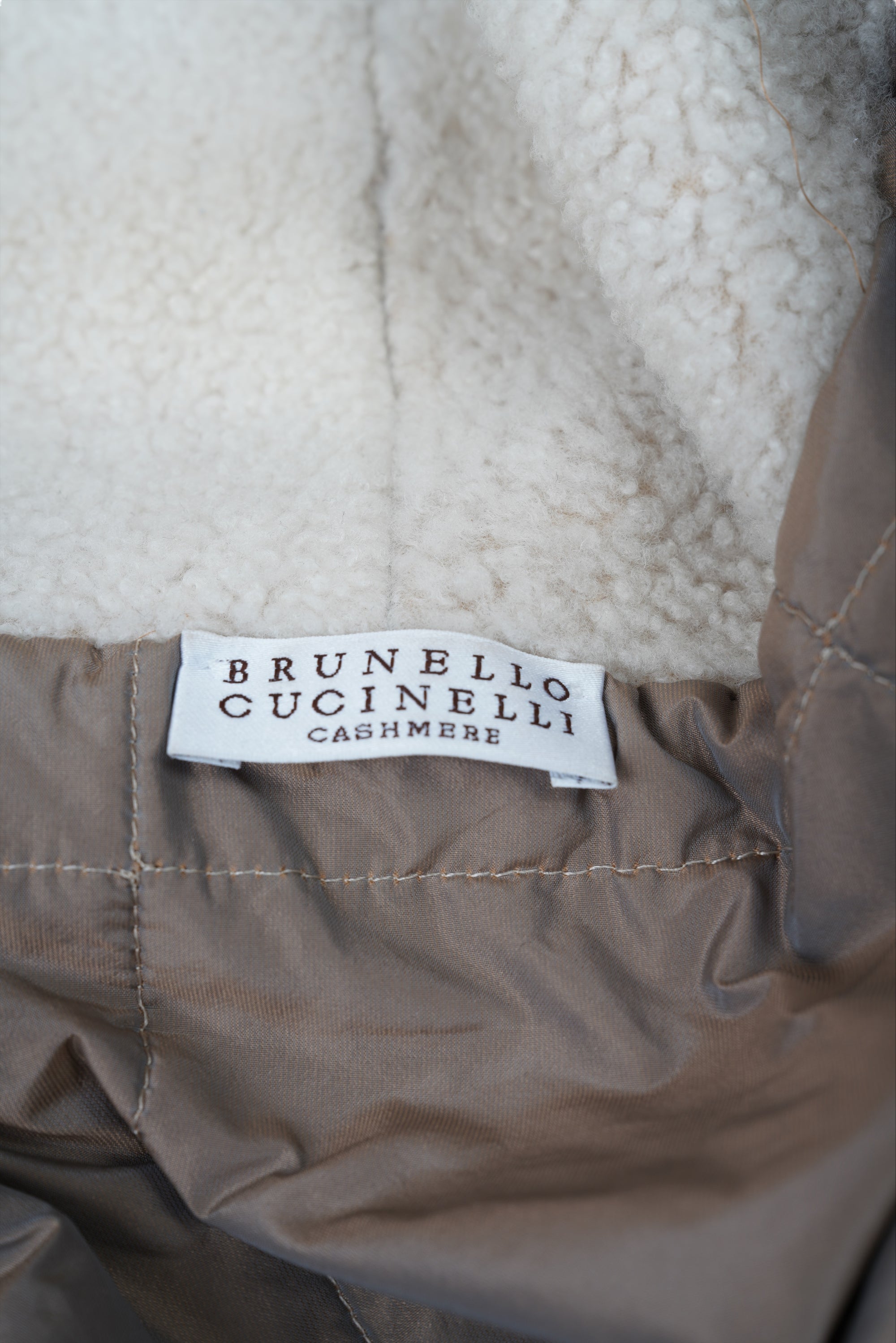 Brunello Cucinelli coat cashmere ladies brown silk insert