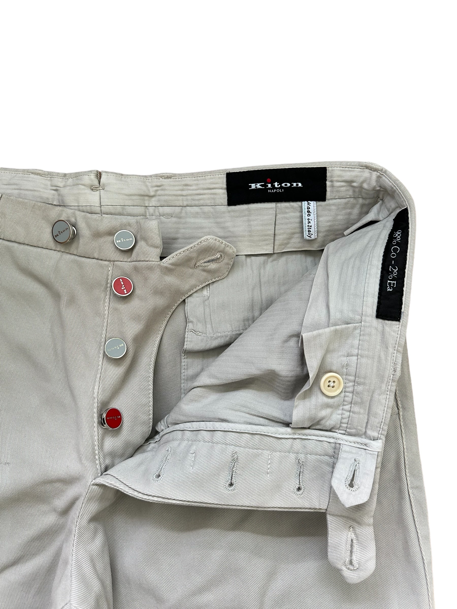 Kiton Chino Light Gray 36 New with fabric reserve Item no.: 10045