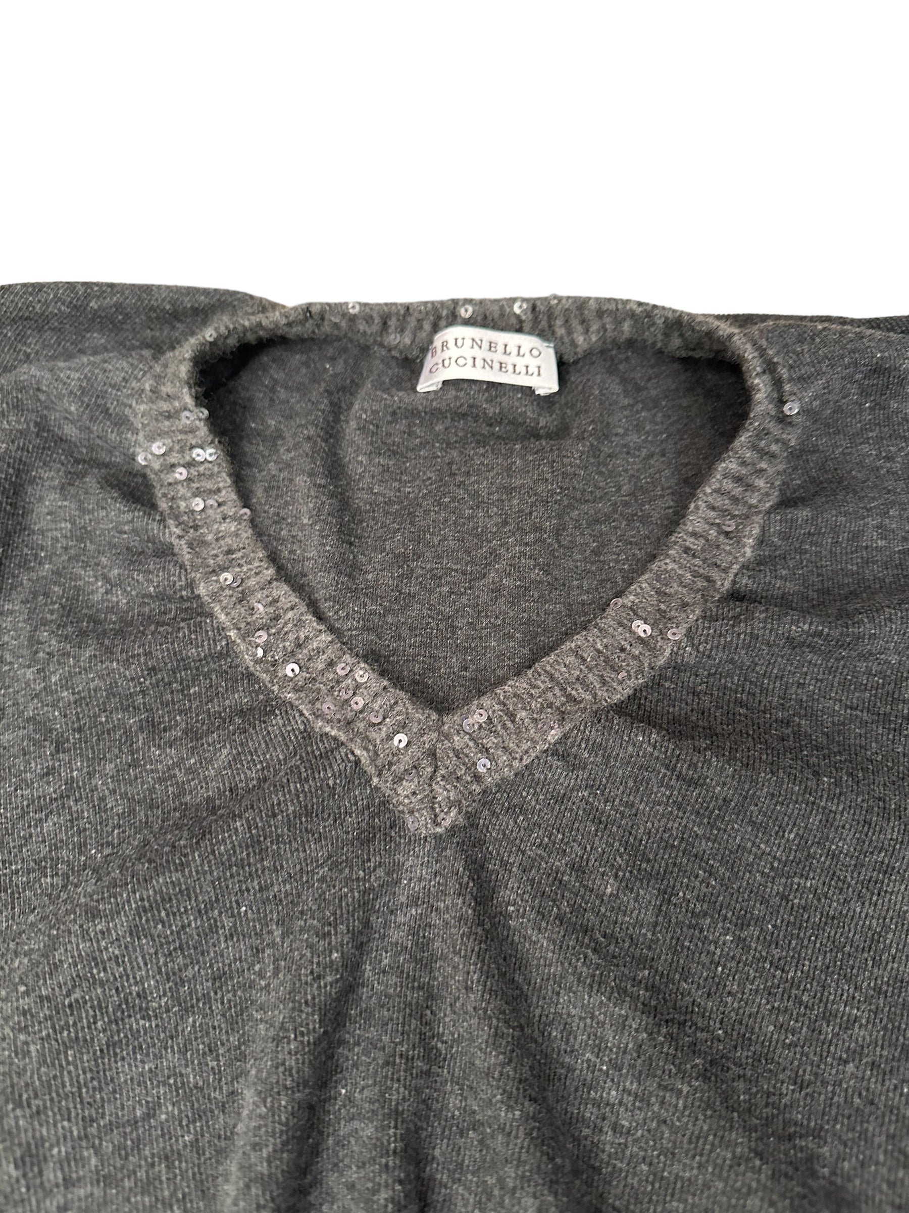 Brunello Cucinelli Long Top Sweater with sequins, cashmere and silk