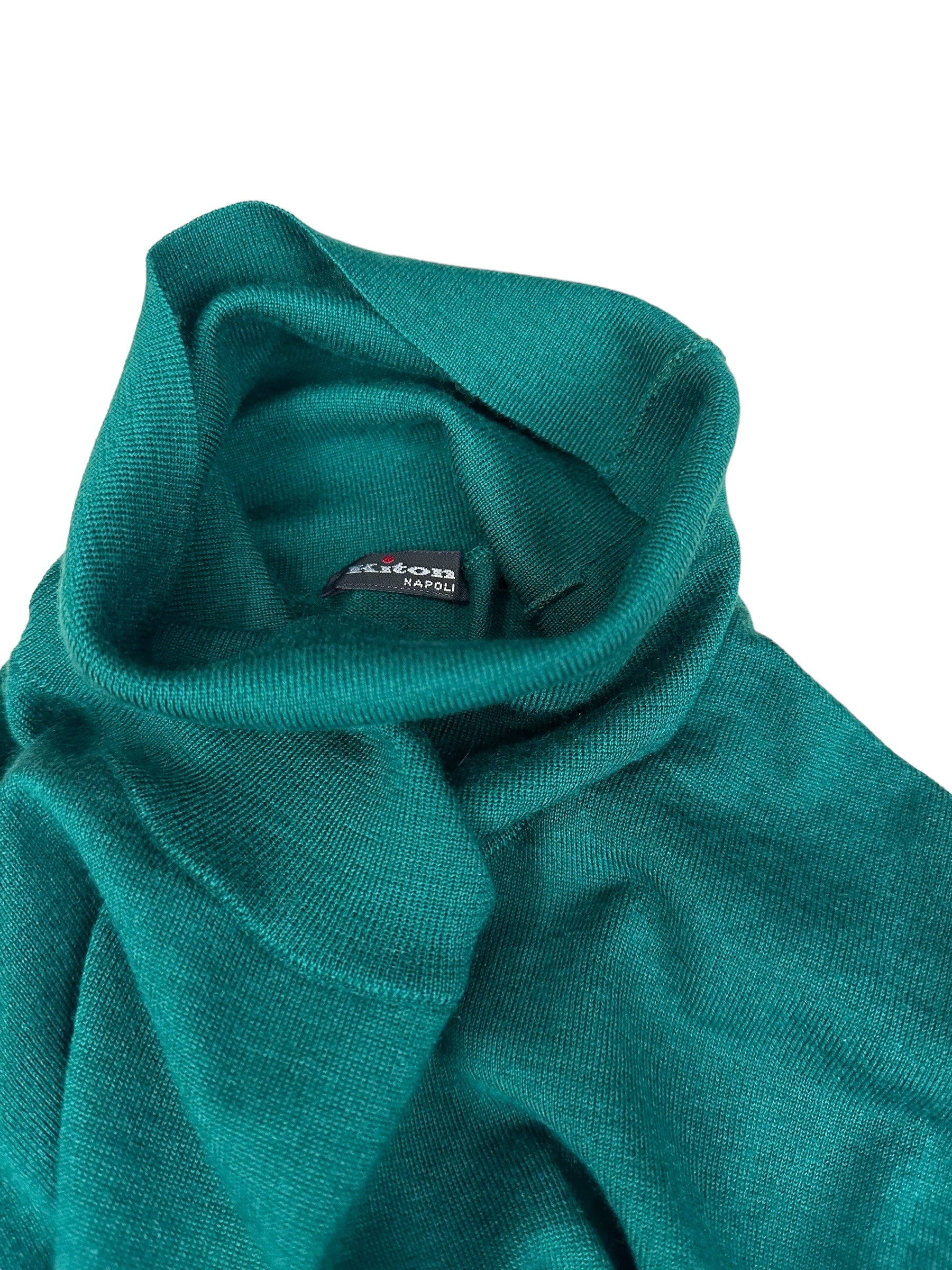 Kiton Turtleneck Sweater Cashmere Green Summer Cashmere