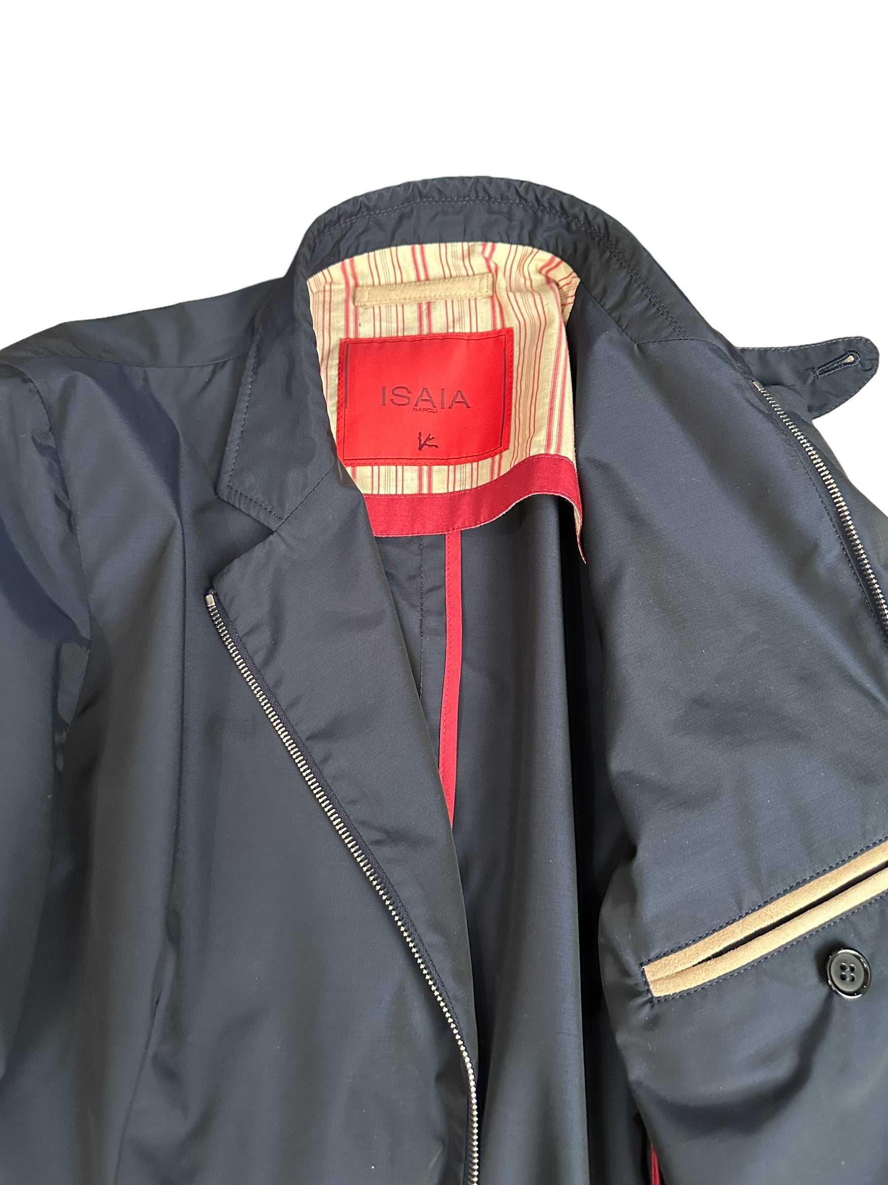 ISAIA Jacke 48 S/M blau mit Wildleder