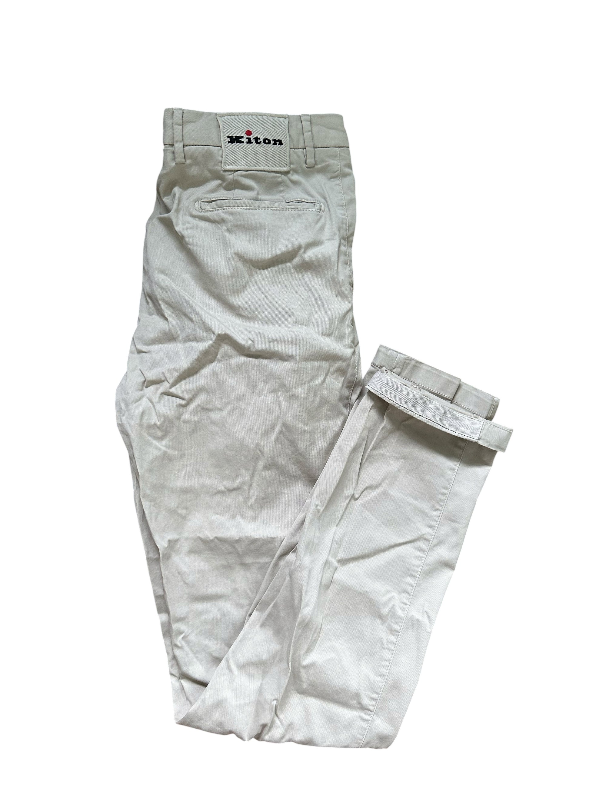 Kiton Hose Chino Sommerhose Baumwolle mit Seide beige