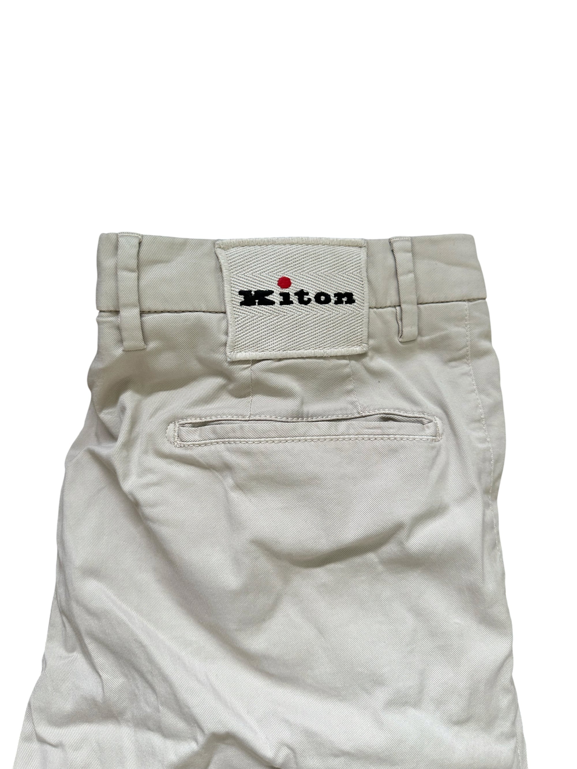 Kiton Hose Chino Sommerhose Baumwolle mit Seide beige