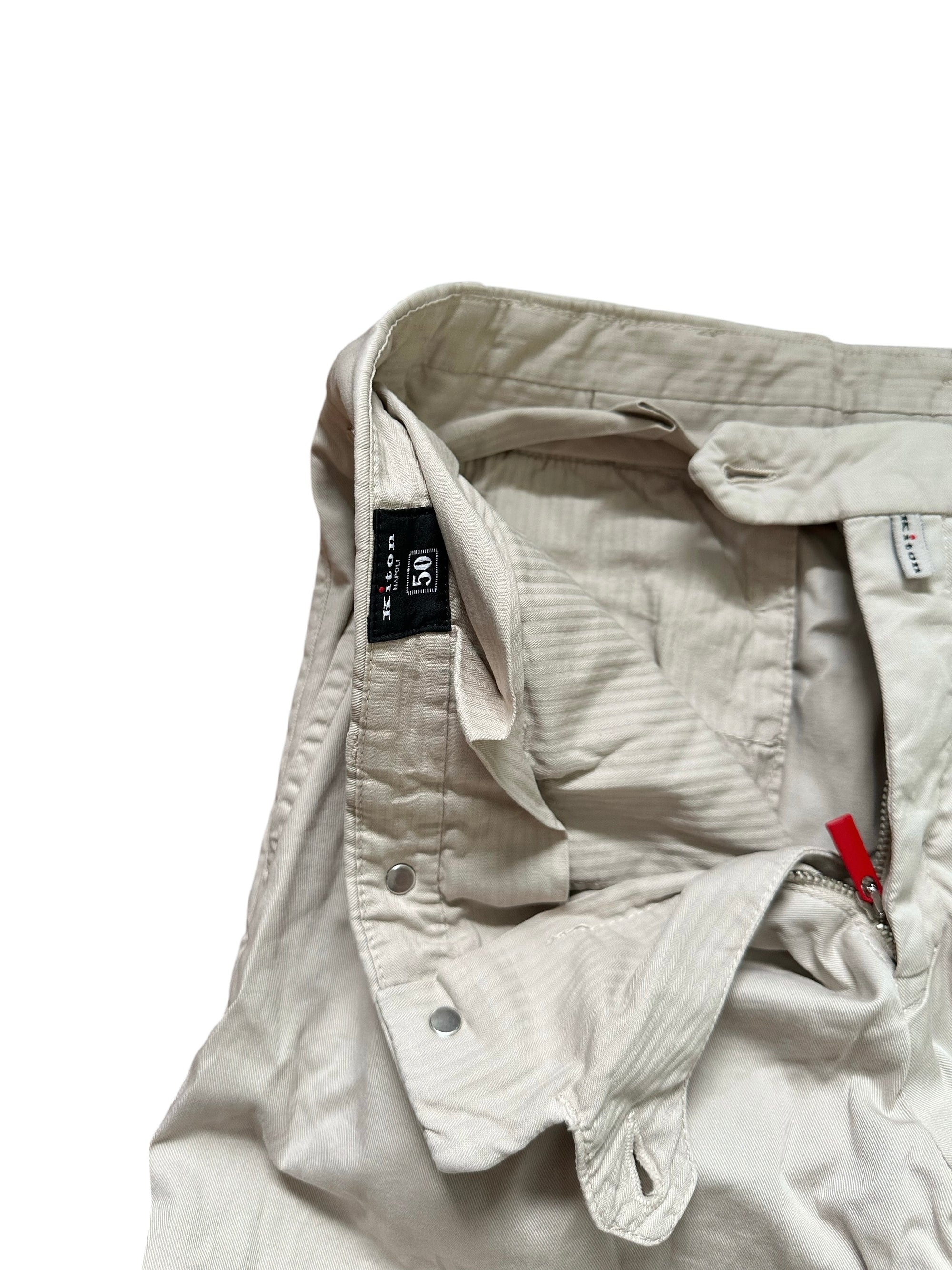 Kiton Hose Chino Sommerhose Baumwolle mit Seide beige