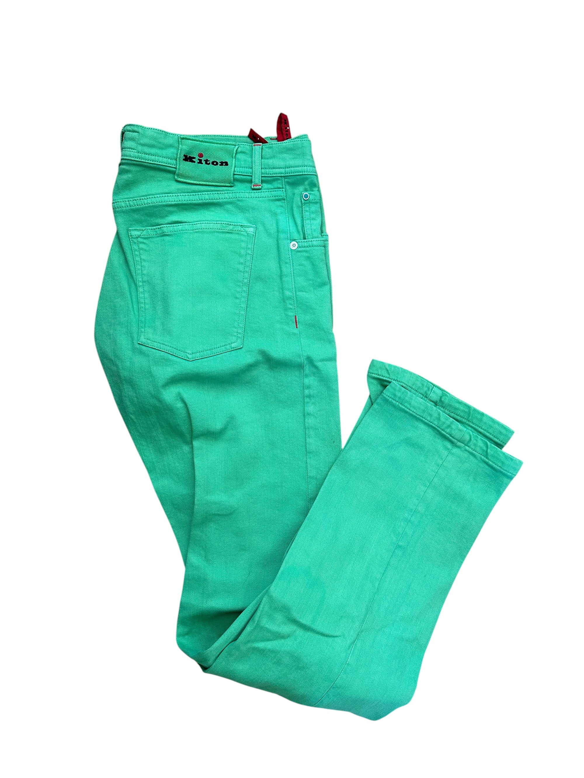 Kiton Hose Chino grün Baumwolle Sommerhose