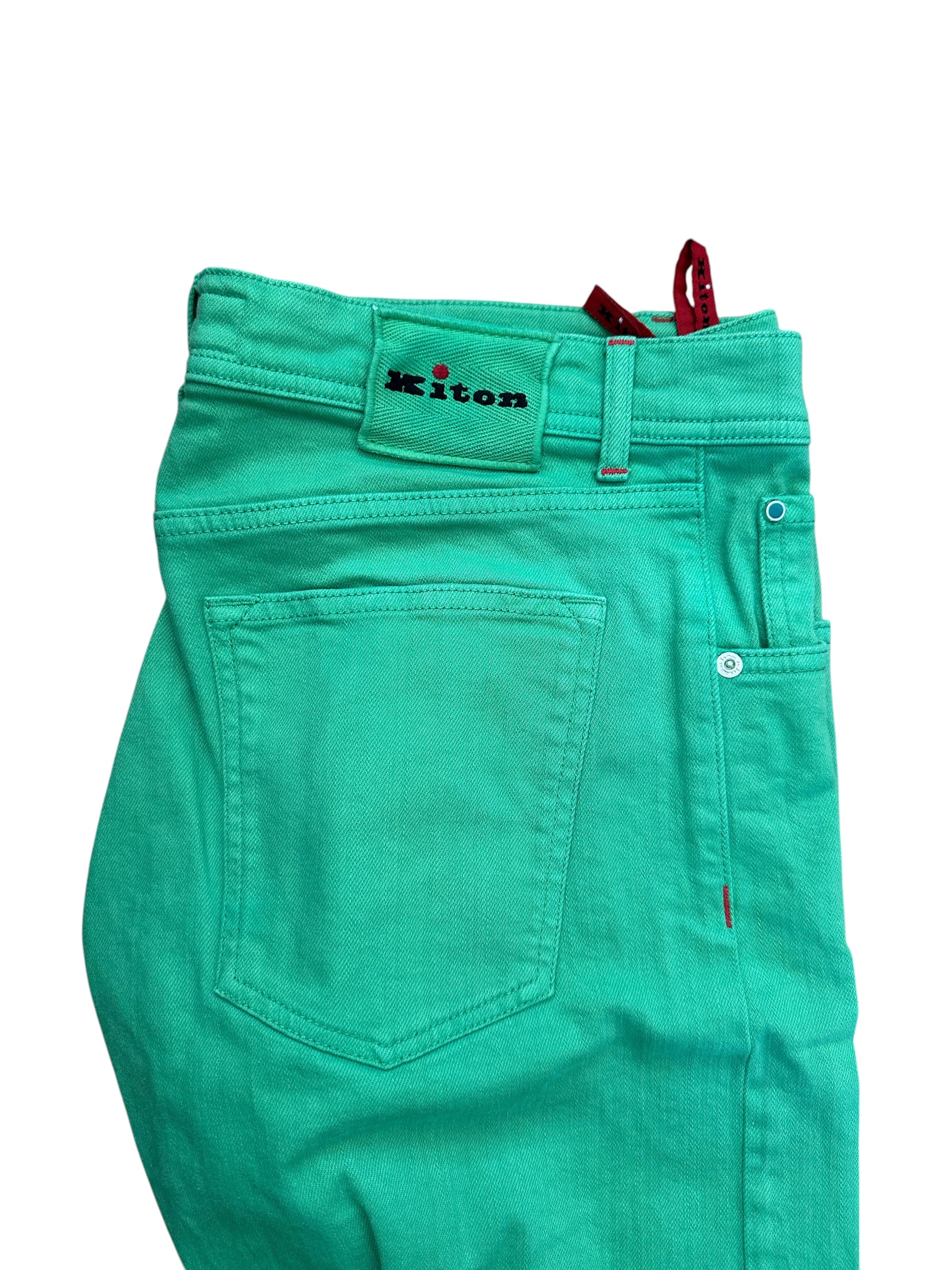 Kiton Hose Chino grün Baumwolle Sommerhose