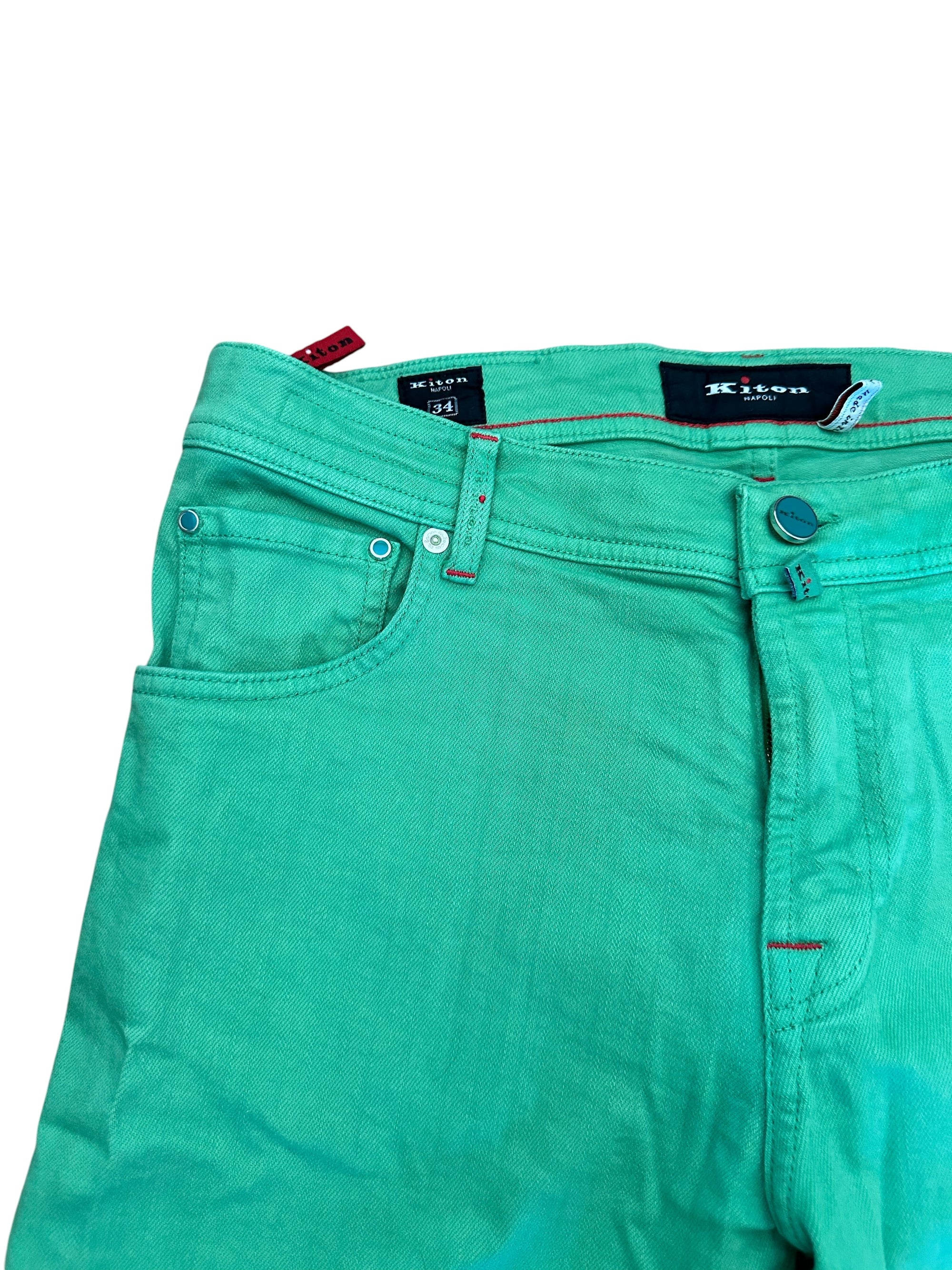 Kiton Hose Chino grün Baumwolle Sommerhose
