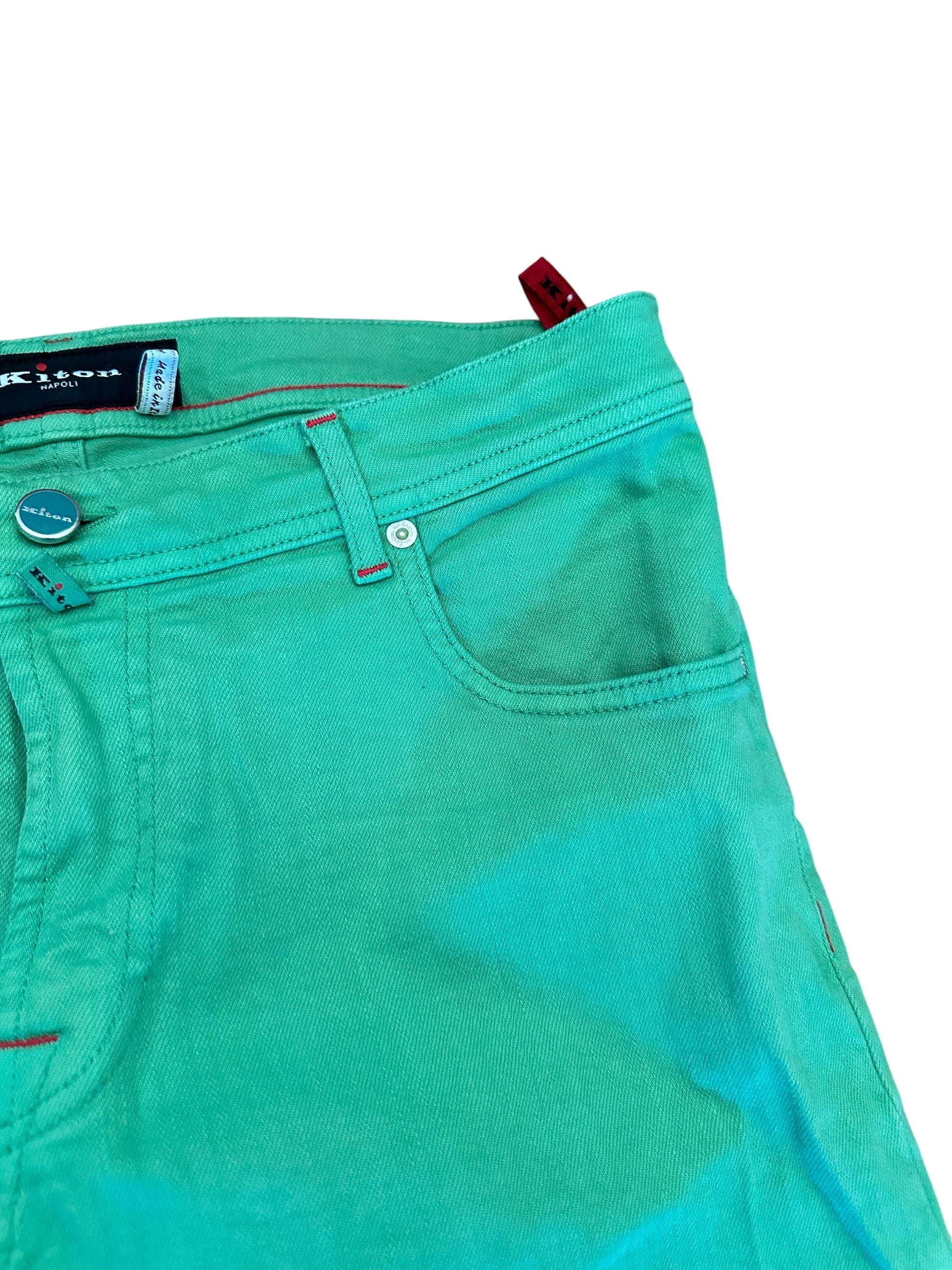 Kiton Hose Chino grün Baumwolle Sommerhose
