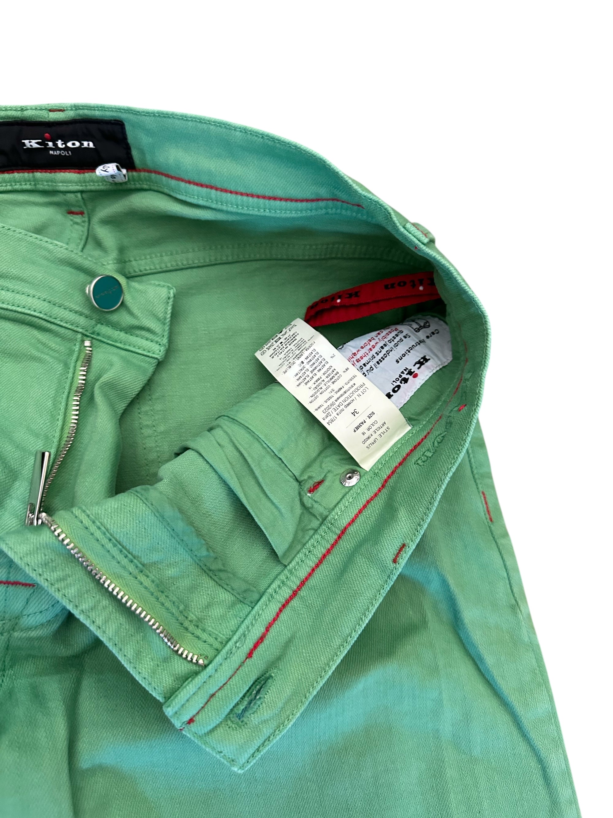 Kiton Hose Chino grün Baumwolle Sommerhose
