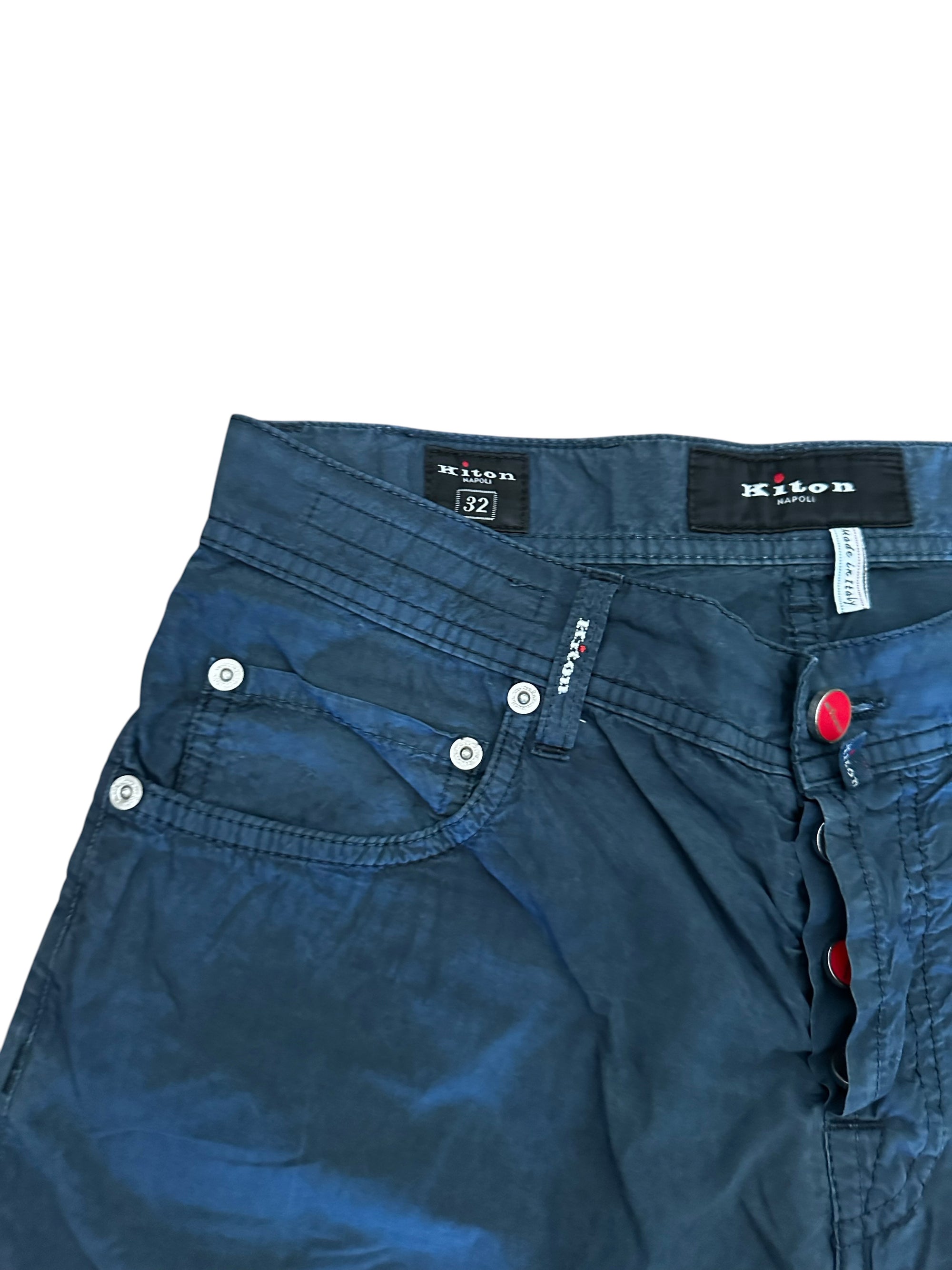 Kiton Hose blau 100% Baumwolle Sommerhose Chino sehr luftig und bequem