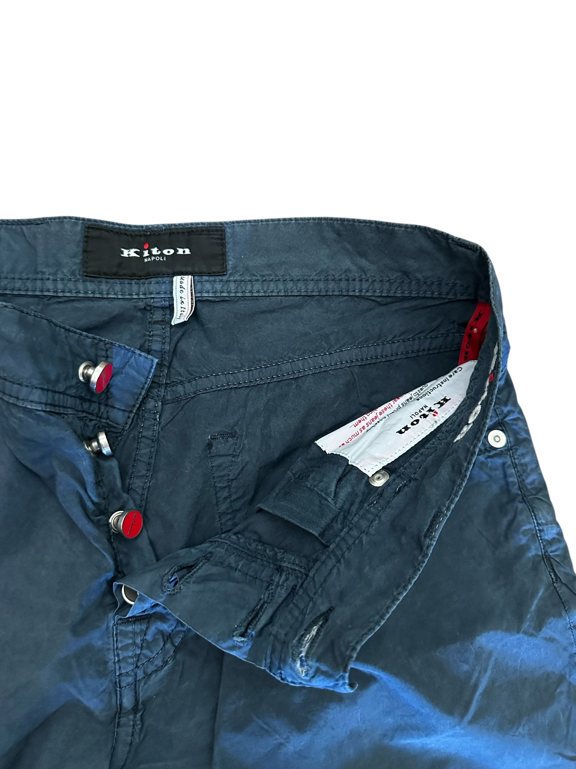 Kiton Hose blau 100% Baumwolle Sommerhose Chino sehr luftig und bequem