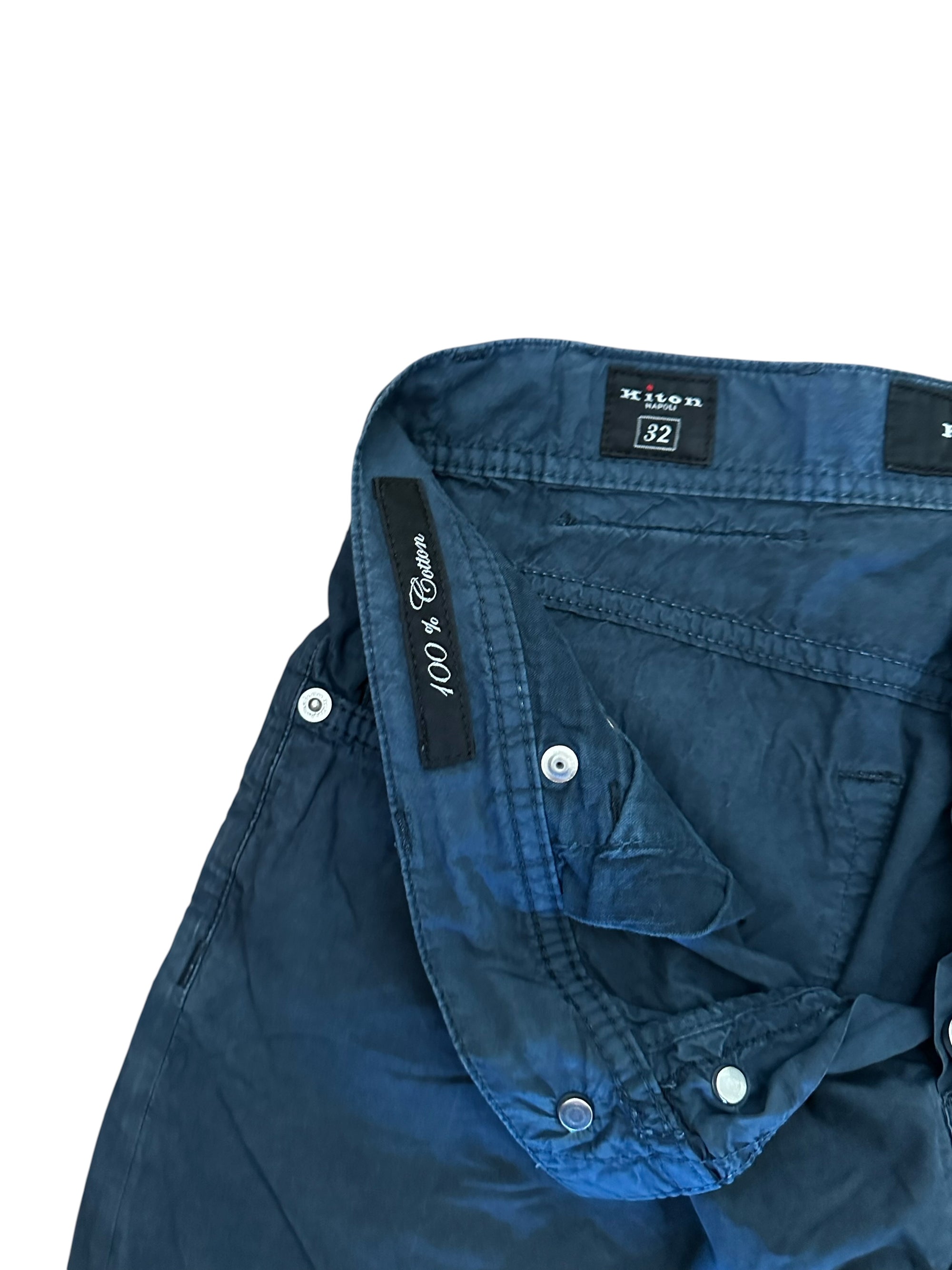 Kiton Hose blau 100% Baumwolle Sommerhose Chino sehr luftig und bequem