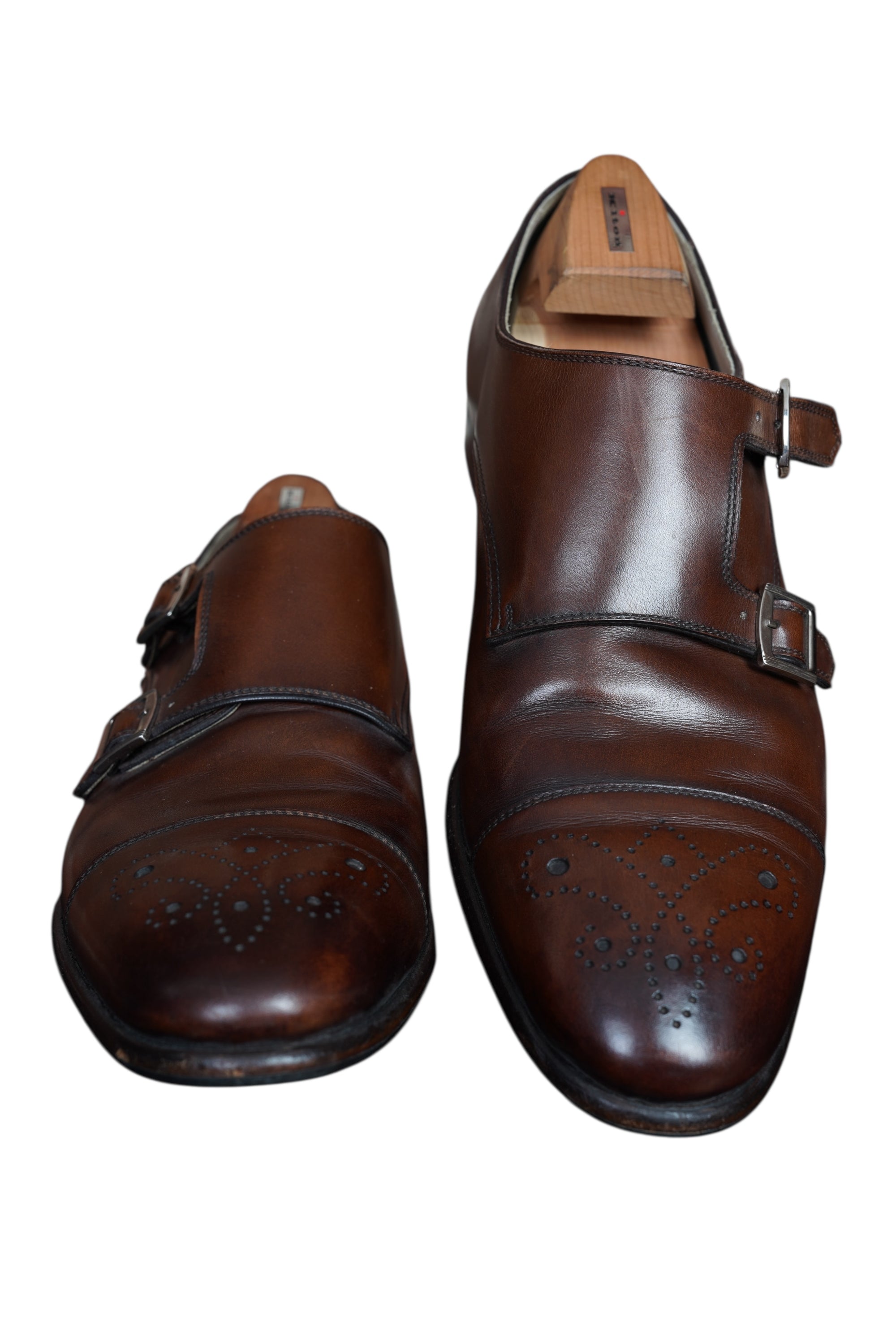 Kiton Schuh Monk Doppelmonk Leder braun handgefertigt Herren