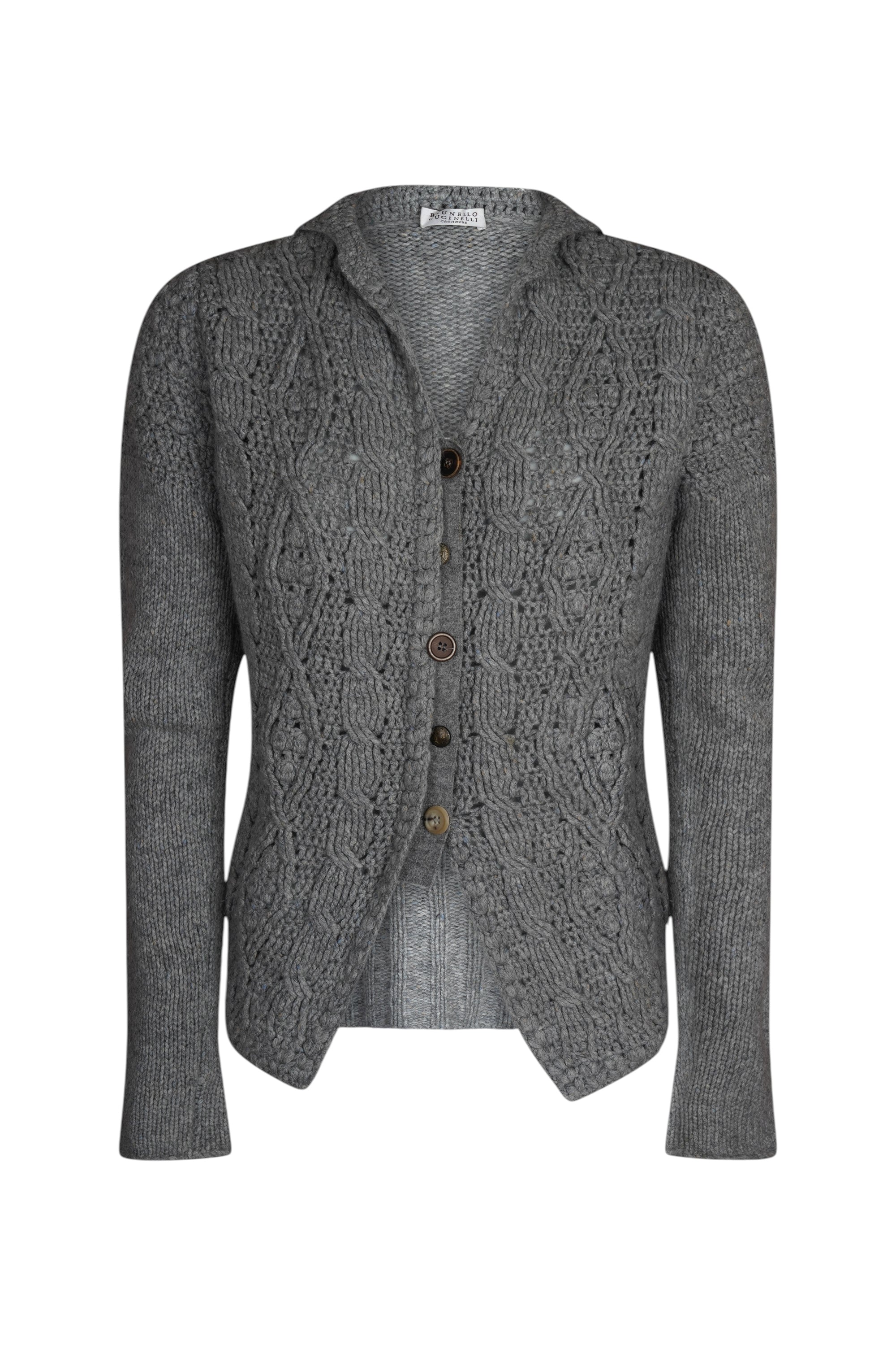 Brunello Cucinelli Strickjacke Kaschmir Grobstrick grau