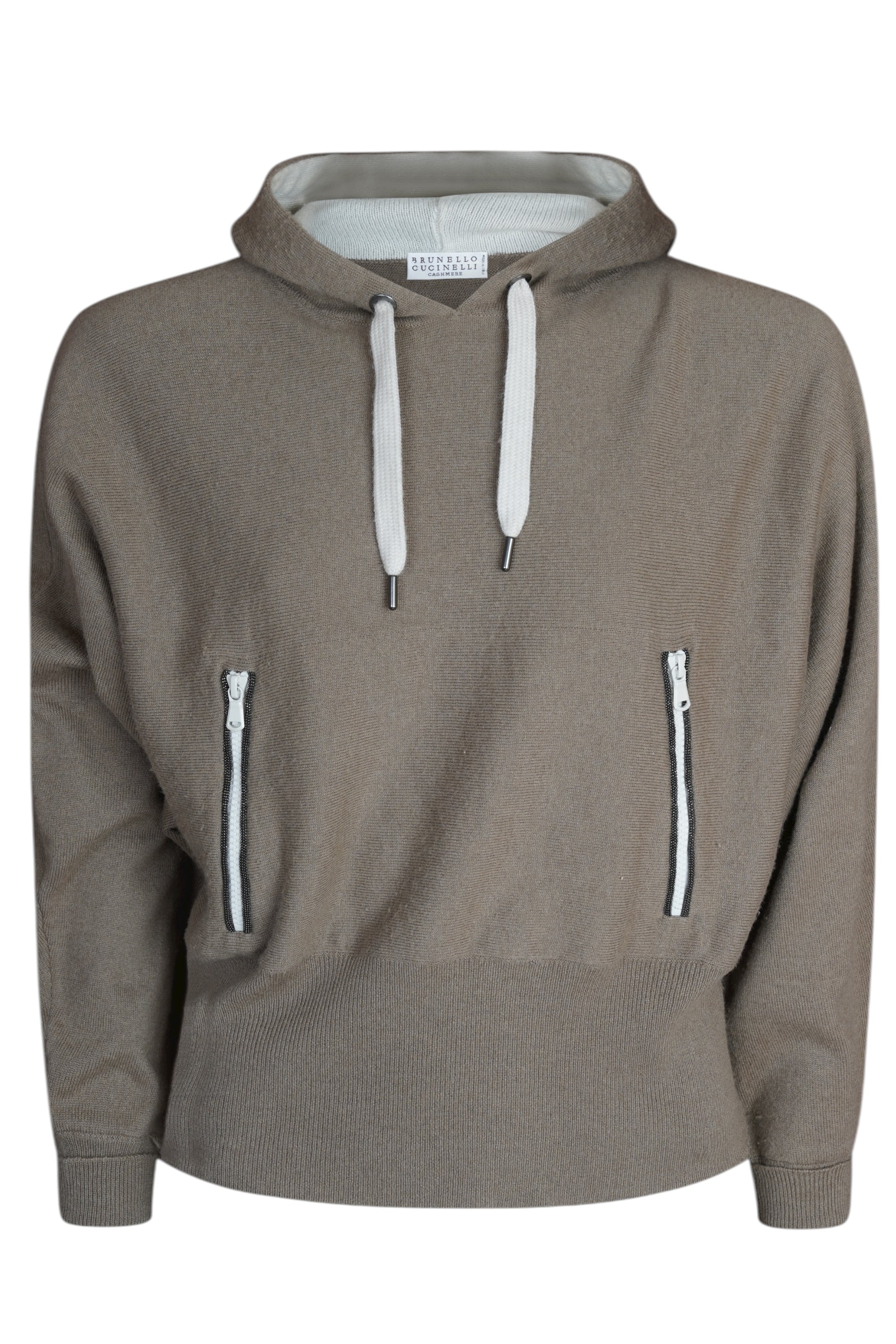 Brunello Cucinelli Pullover Kaschmir Hoodie braun mit Monili Details Oversize