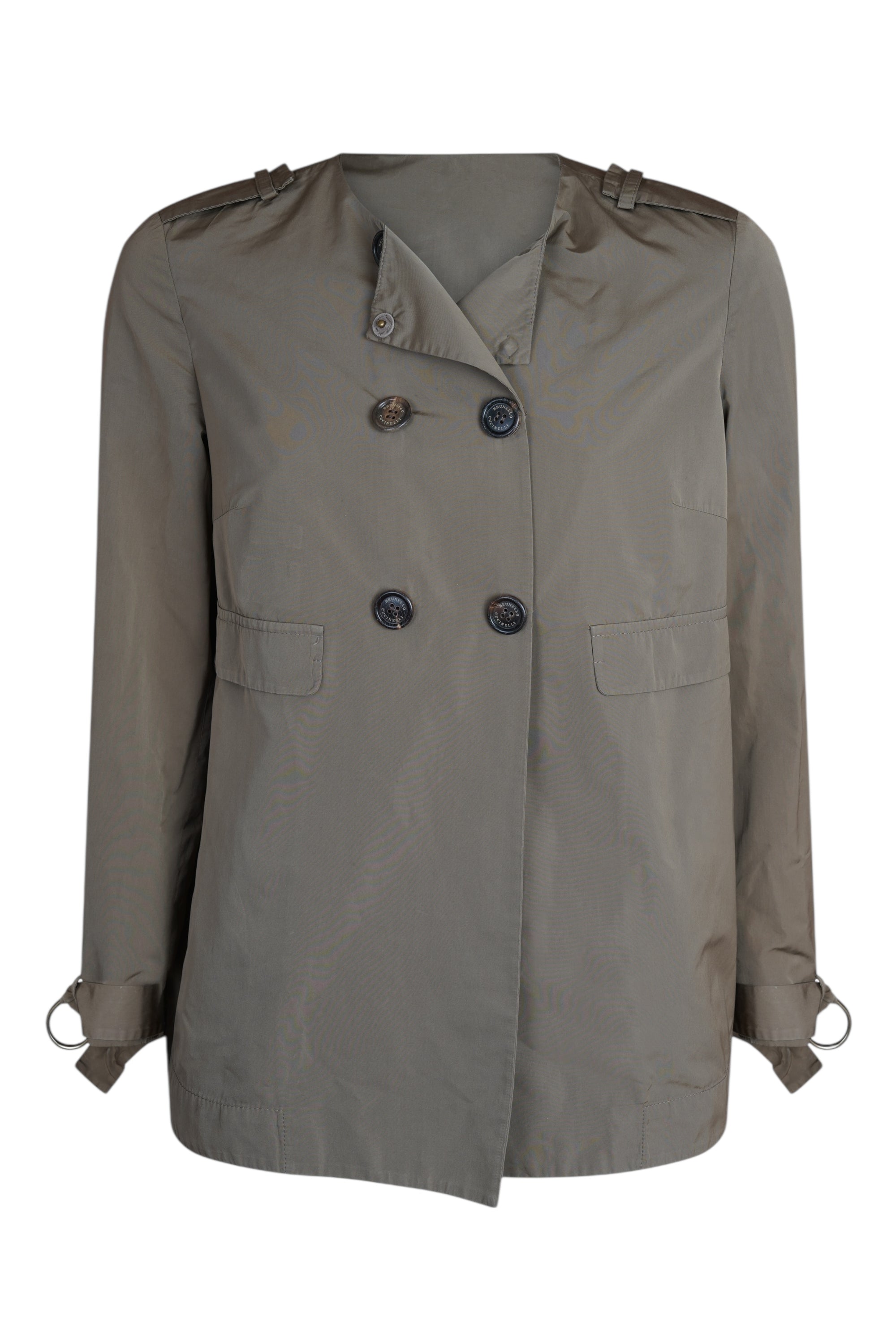 Brunello Cucinelli coat cashmere ladies brown silk insert