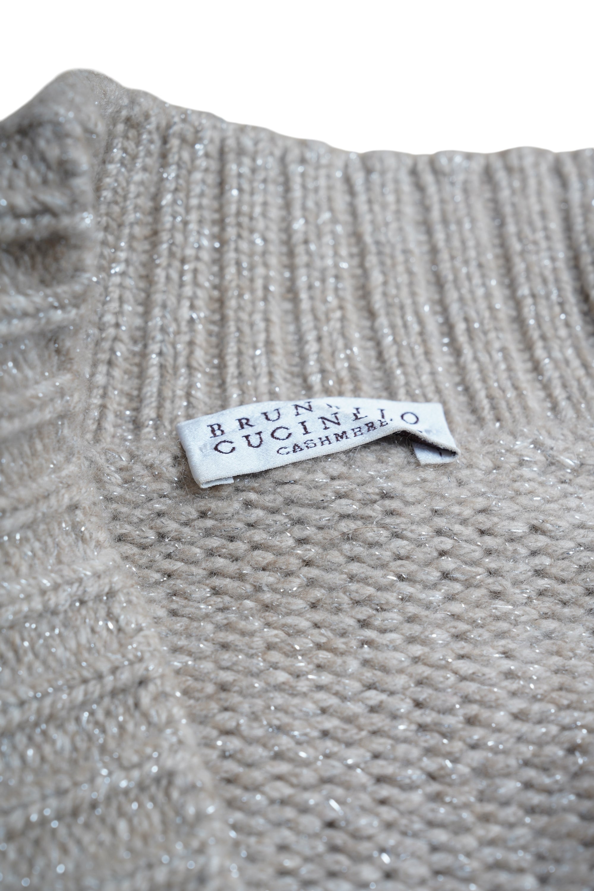 Brunello Cucinelli Strickjacke Kaschmir Dazzling Grobstrick Silberfäden Lurex