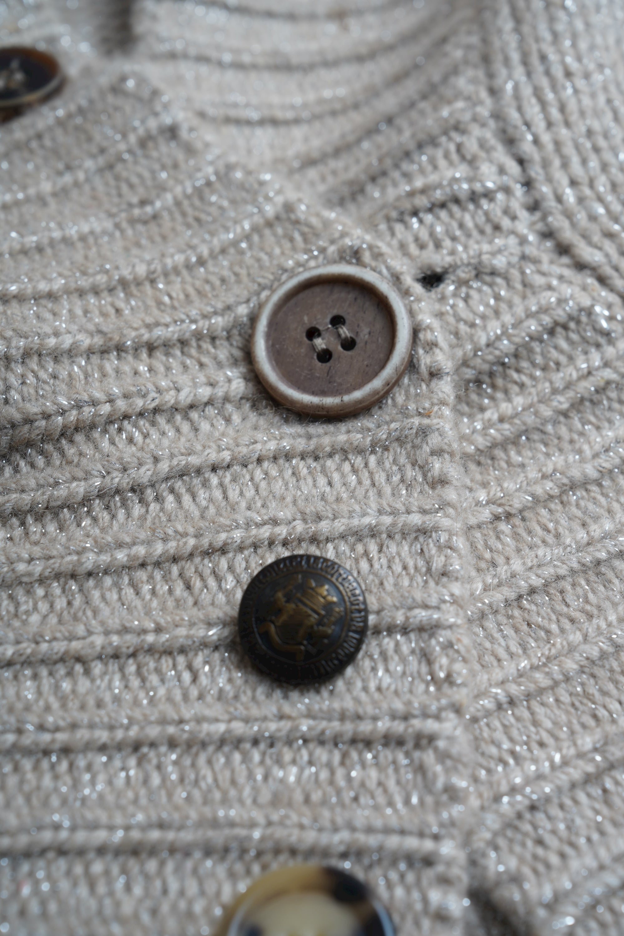 Brunello Cucinelli Strickjacke Kaschmir Dazzling Grobstrick Silberfäden Lurex