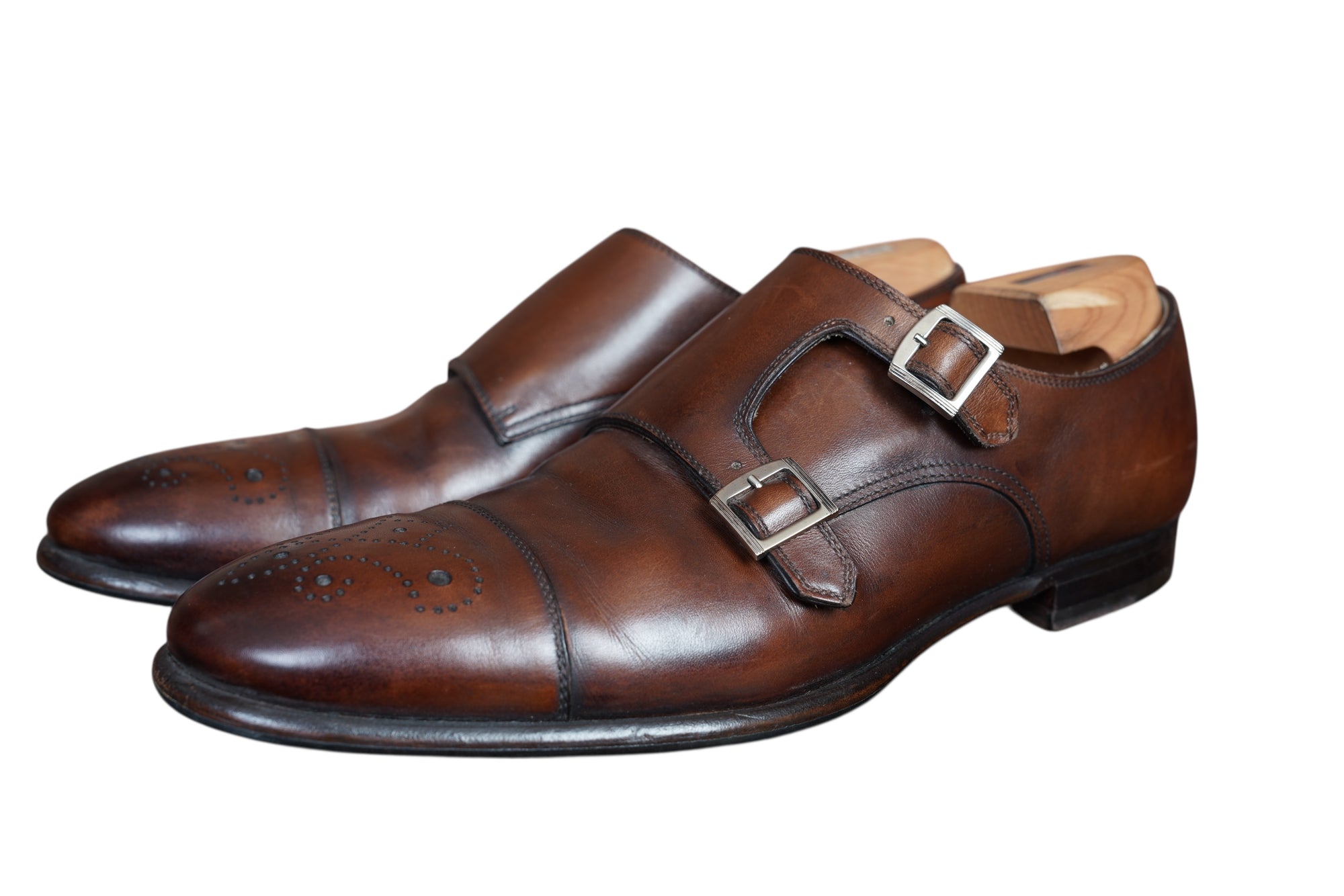 Kiton Schuh Monk Doppelmonk Leder braun handgefertigt Herren