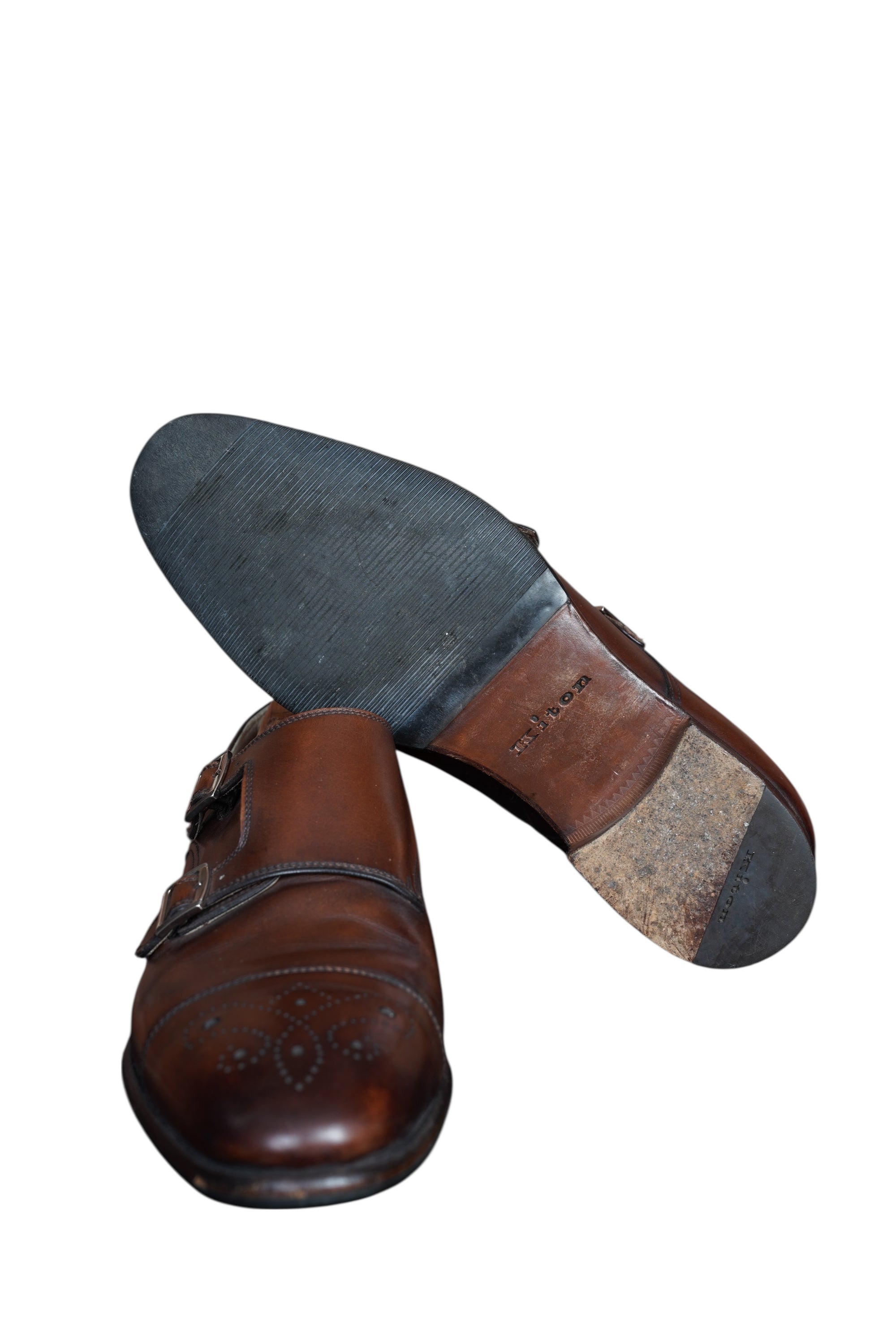 Kiton Schuh Monk Doppelmonk Leder braun handgefertigt Herren