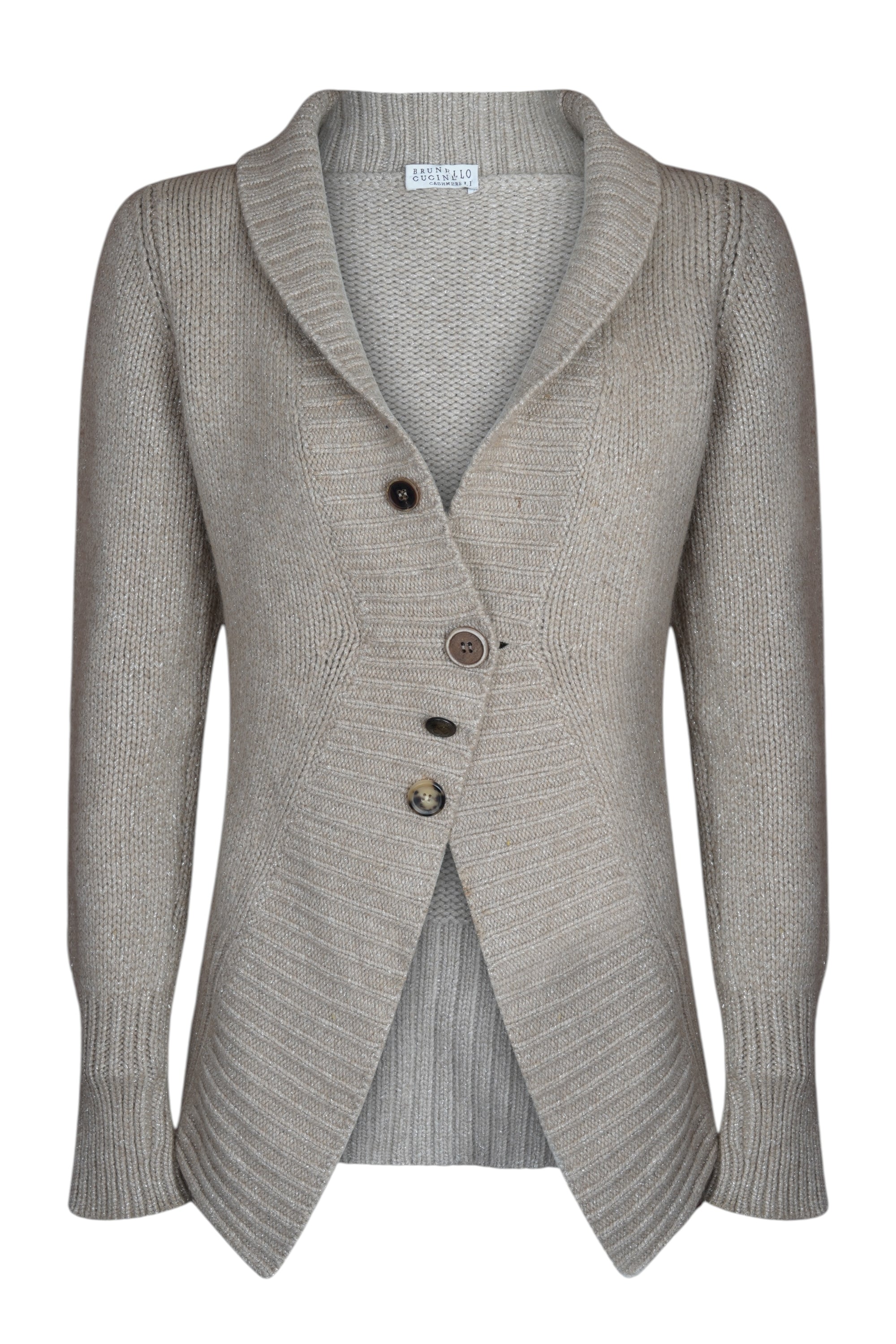 Brunello Cucinelli Strickjacke Kaschmir Dazzling Grobstrick Silberfäden Lurex