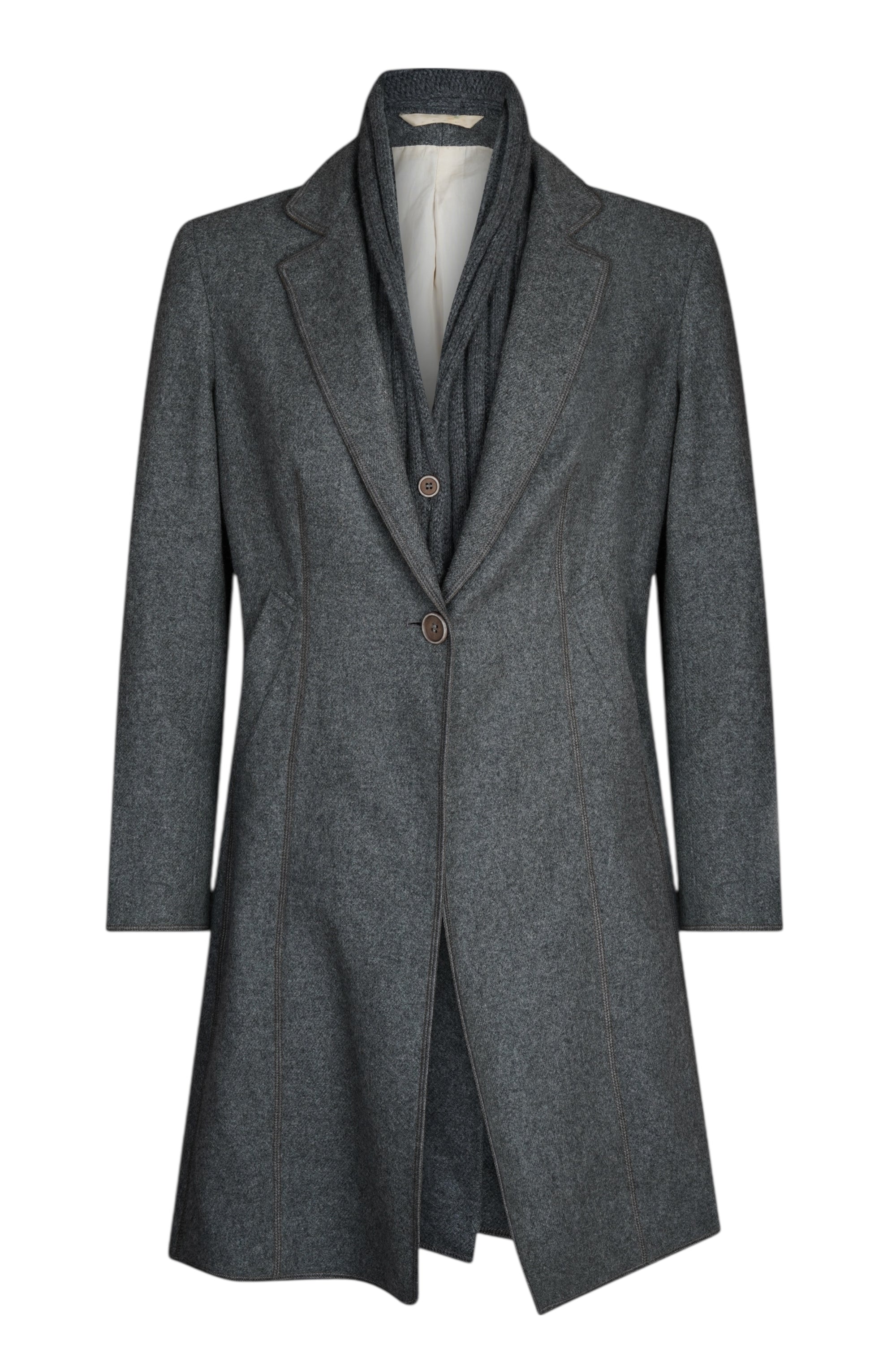 Brunello Cucinelli Manteau Cachemire Femme Marron Incrustation de soie