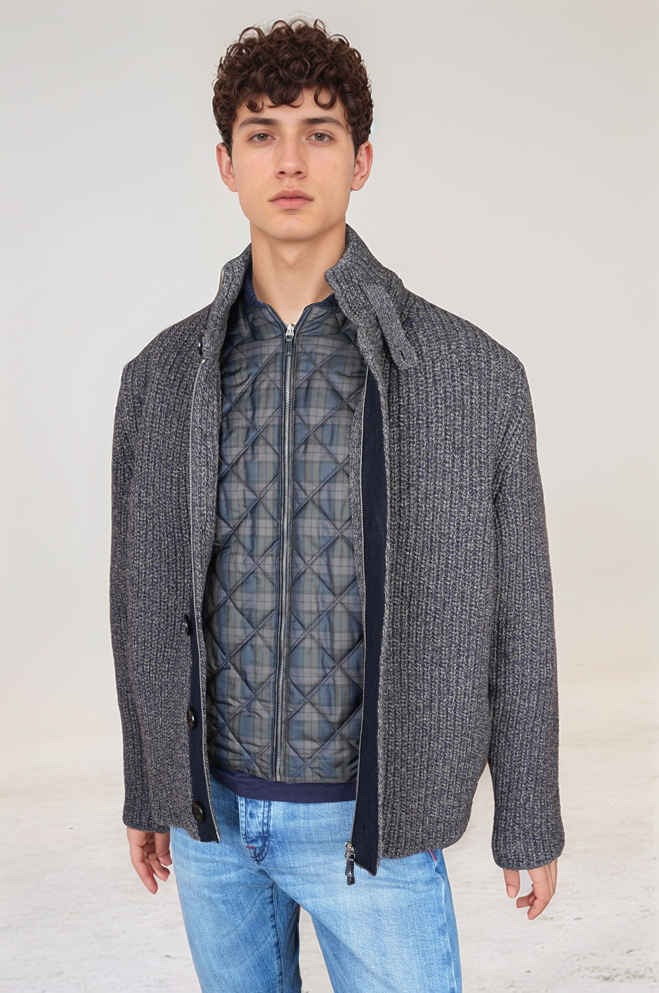 Zegna chore jacket in wool and cotton jersey