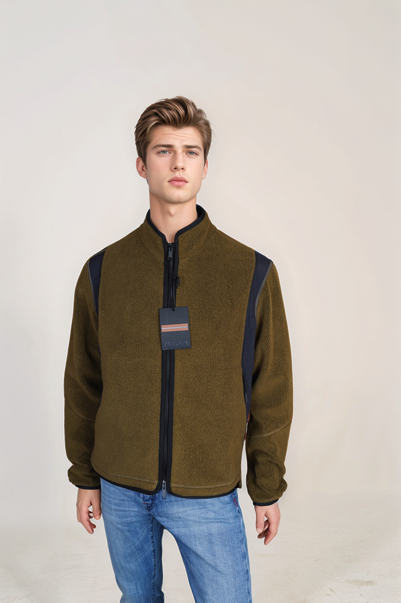 Zegna chore jacket in wool and cotton jersey