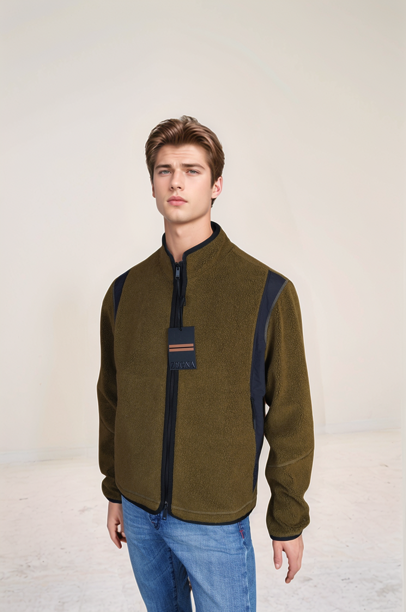 Zegna chore jacket in wool and cotton jersey