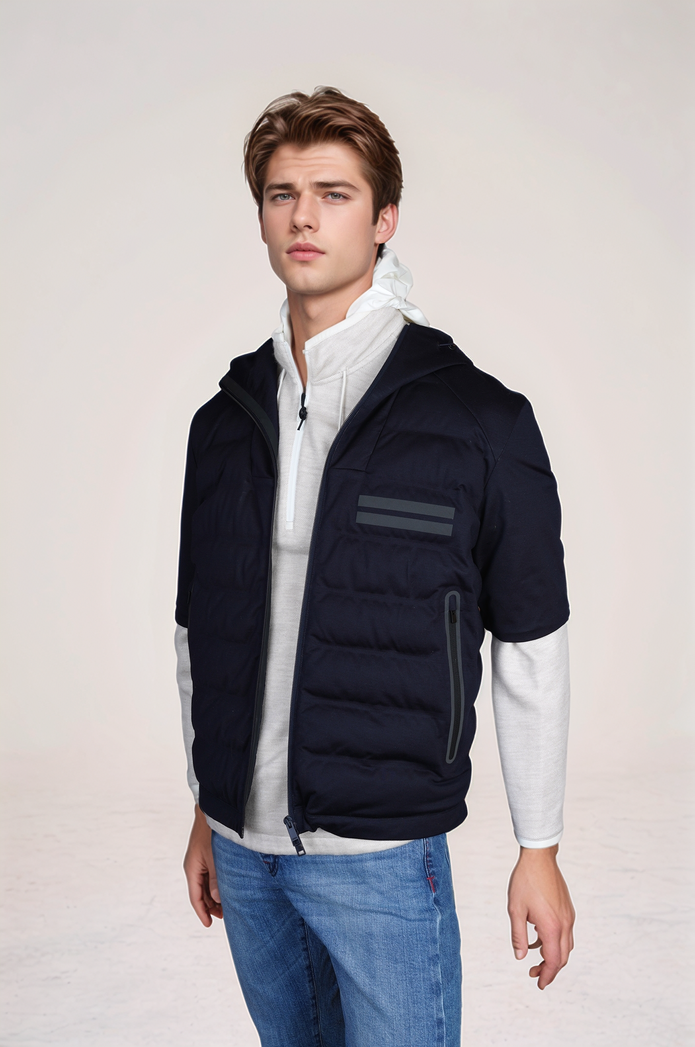 Zegna chore jacket in wool and cotton jersey