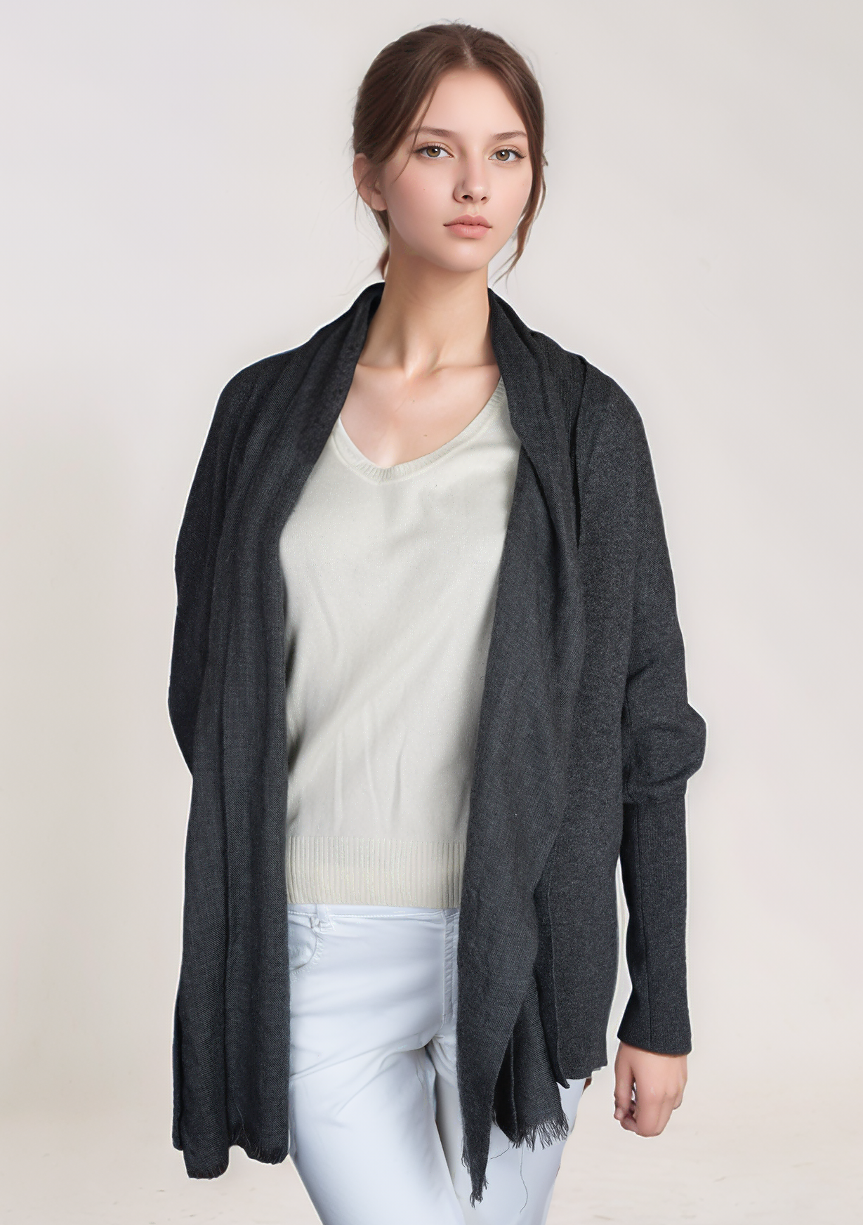 Brunello Cucinelli Strickjacke Kaschmir Cardigan Umhang Ponchostyle grau