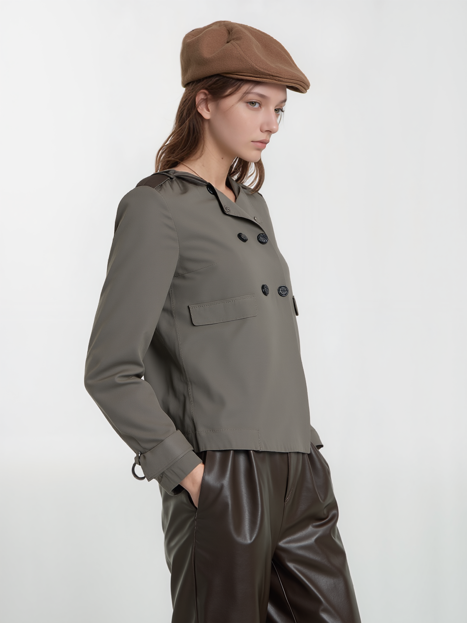 Brunello Cucinelli coat cashmere ladies brown silk insert