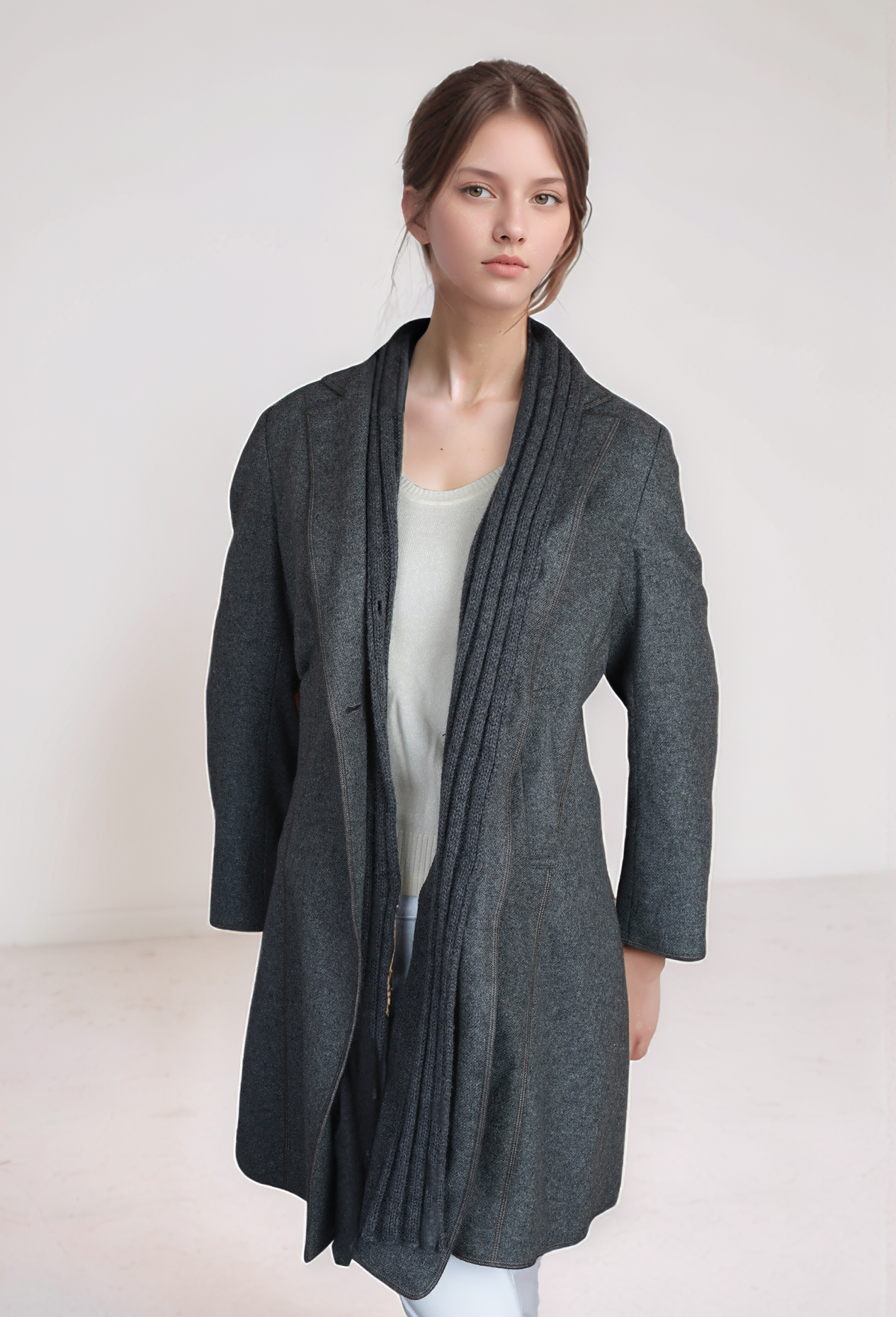 Brunello Cucinelli Manteau Cachemire Femme Marron Incrustation de soie