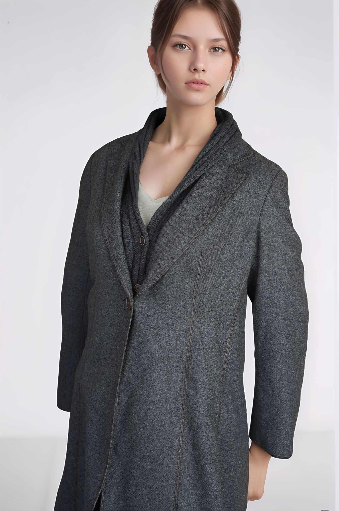 Brunello Cucinelli Manteau Cachemire Femme Marron Incrustation de soie