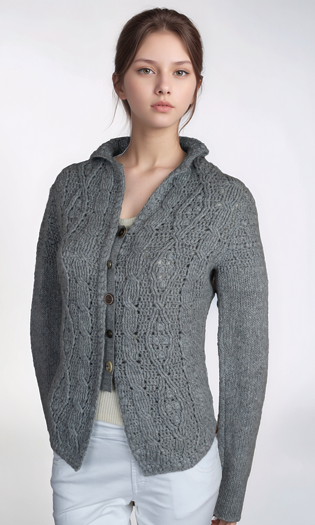 Brunello Cucinelli Strickjacke Kaschmir Grobstrick grau