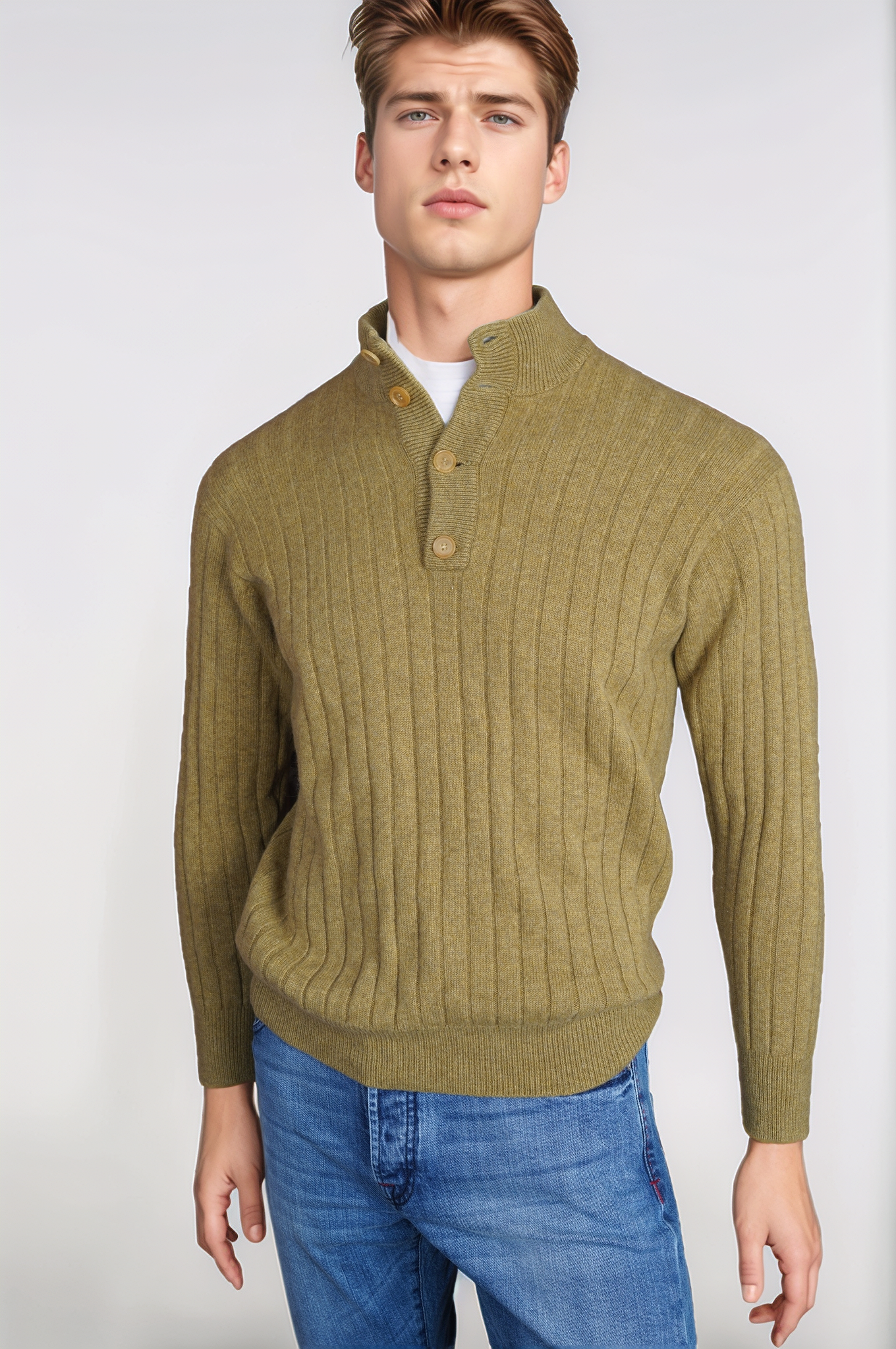 Loro Piana Pullover Kaschmir Strickpullover Knopfkragen 48 (M)