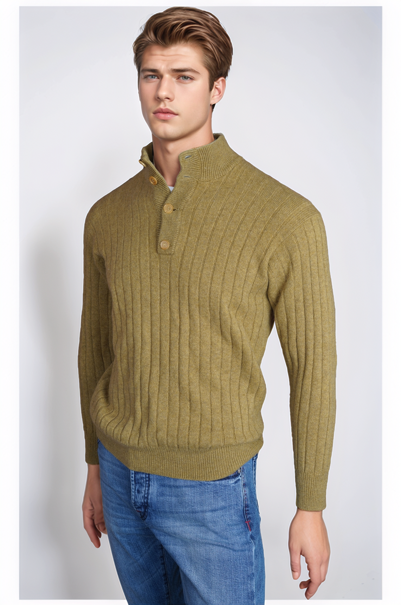 Loro Piana Pullover Kaschmir Strickpullover Knopfkragen 48 (M)