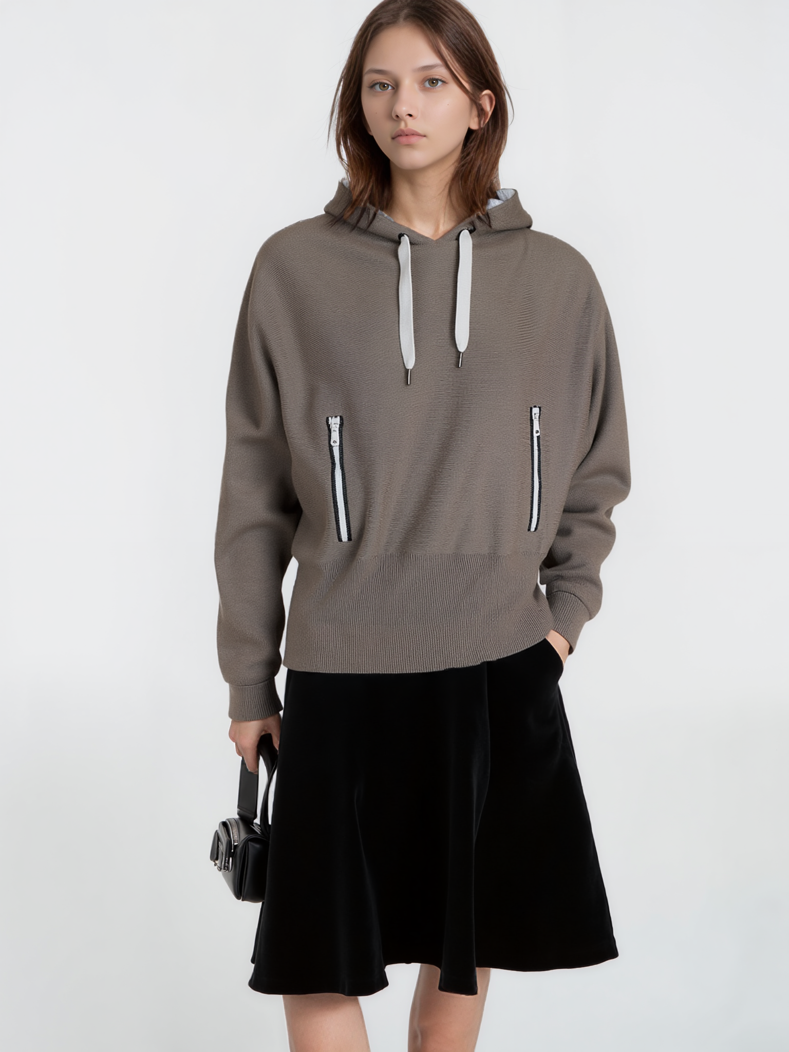 Brunello Cucinelli Pullover Kaschmir Hoodie braun mit Monili Details Oversize