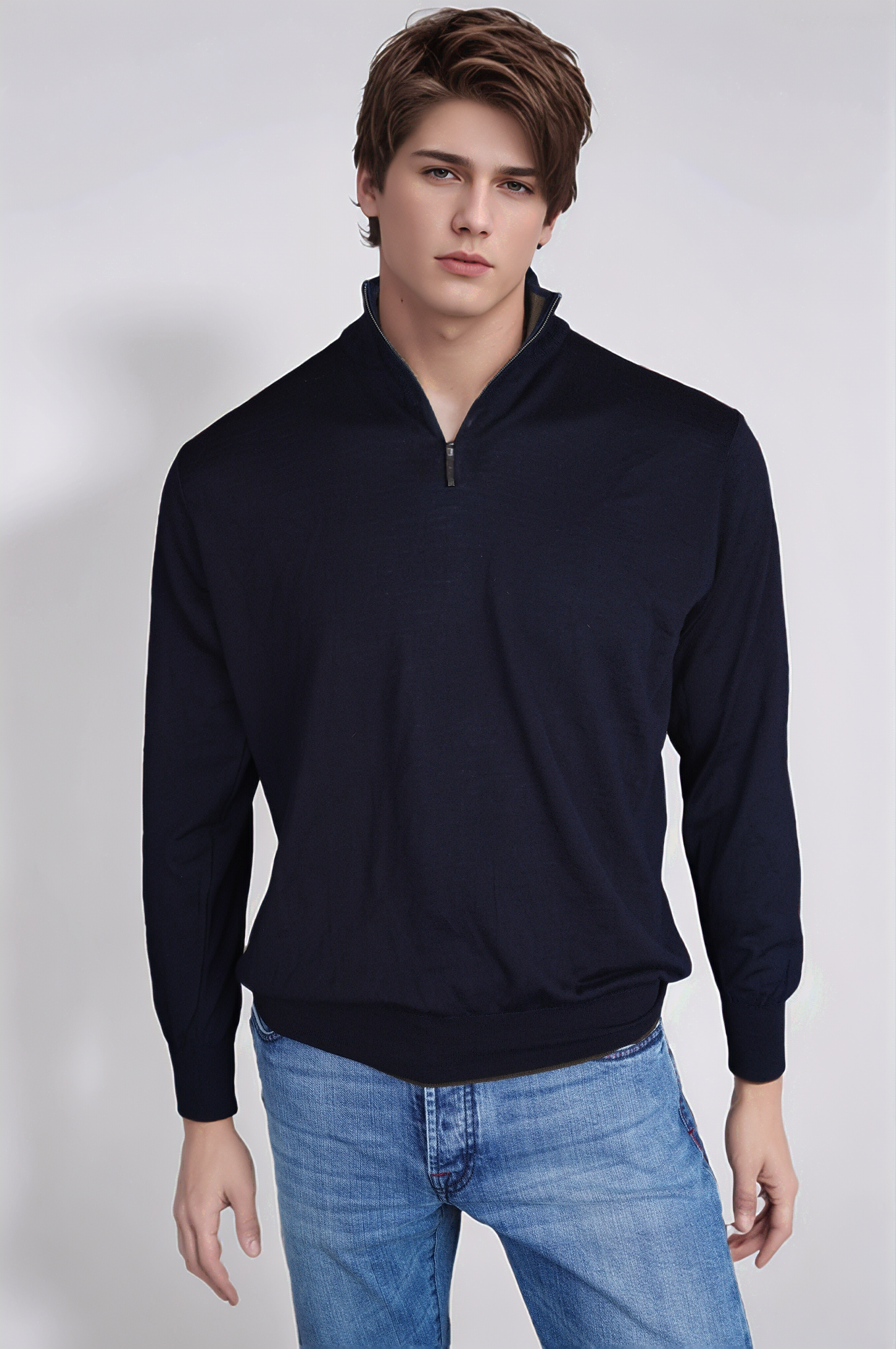 Brioni Pull V 领套头毛衣棉/羊绒/丝